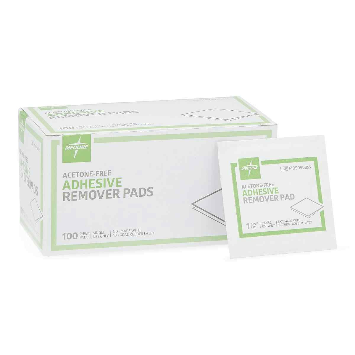 Medline Acetone-Free Adhesive Remover Pads, MDS090855H, Box of 100