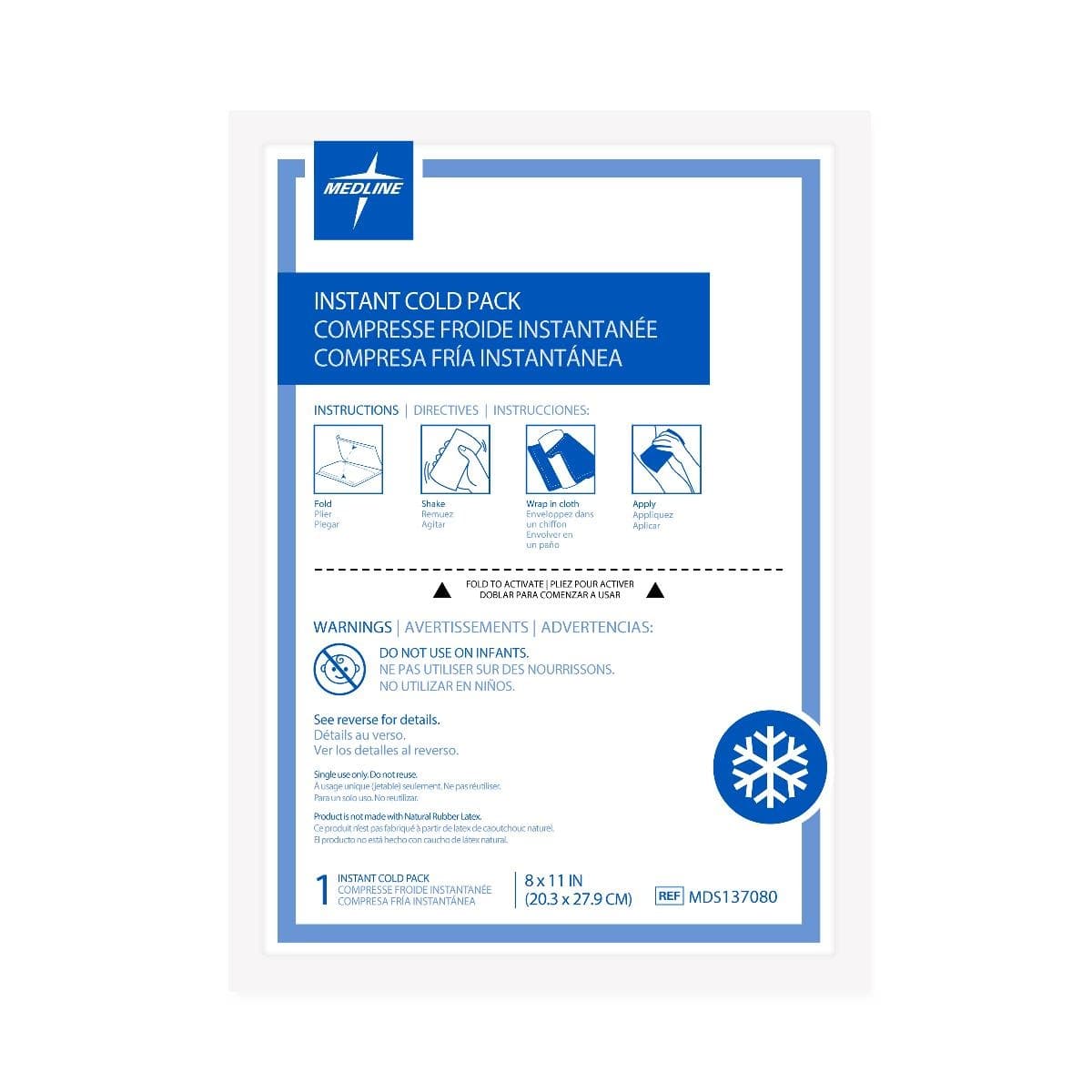 Medline Instant Cold Pack, MDS137080, 8" X 11" - Case of 24