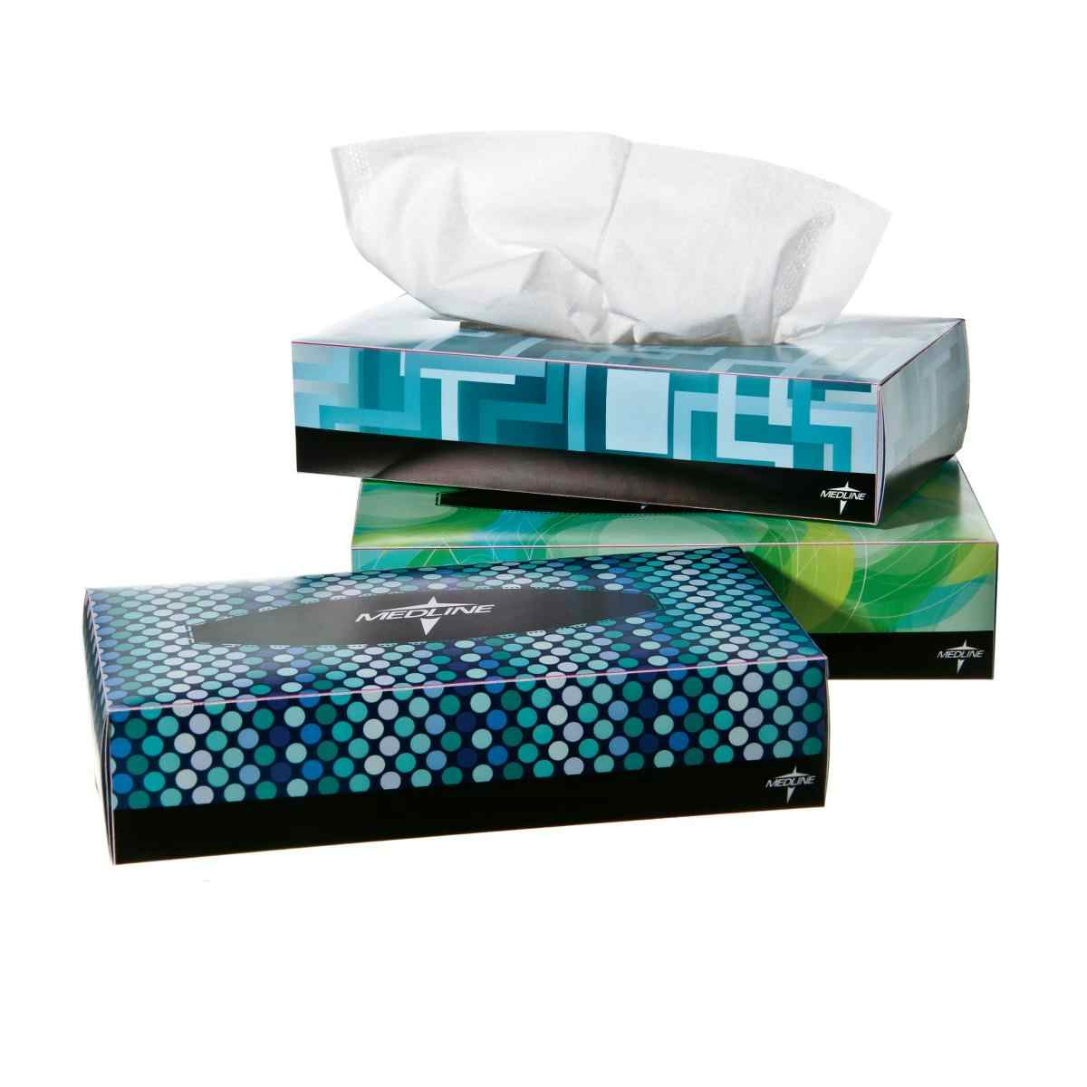 Medline Premium Facial Tissues, NON245277, Flat Box (100 Sheets per Box) - Case of 36