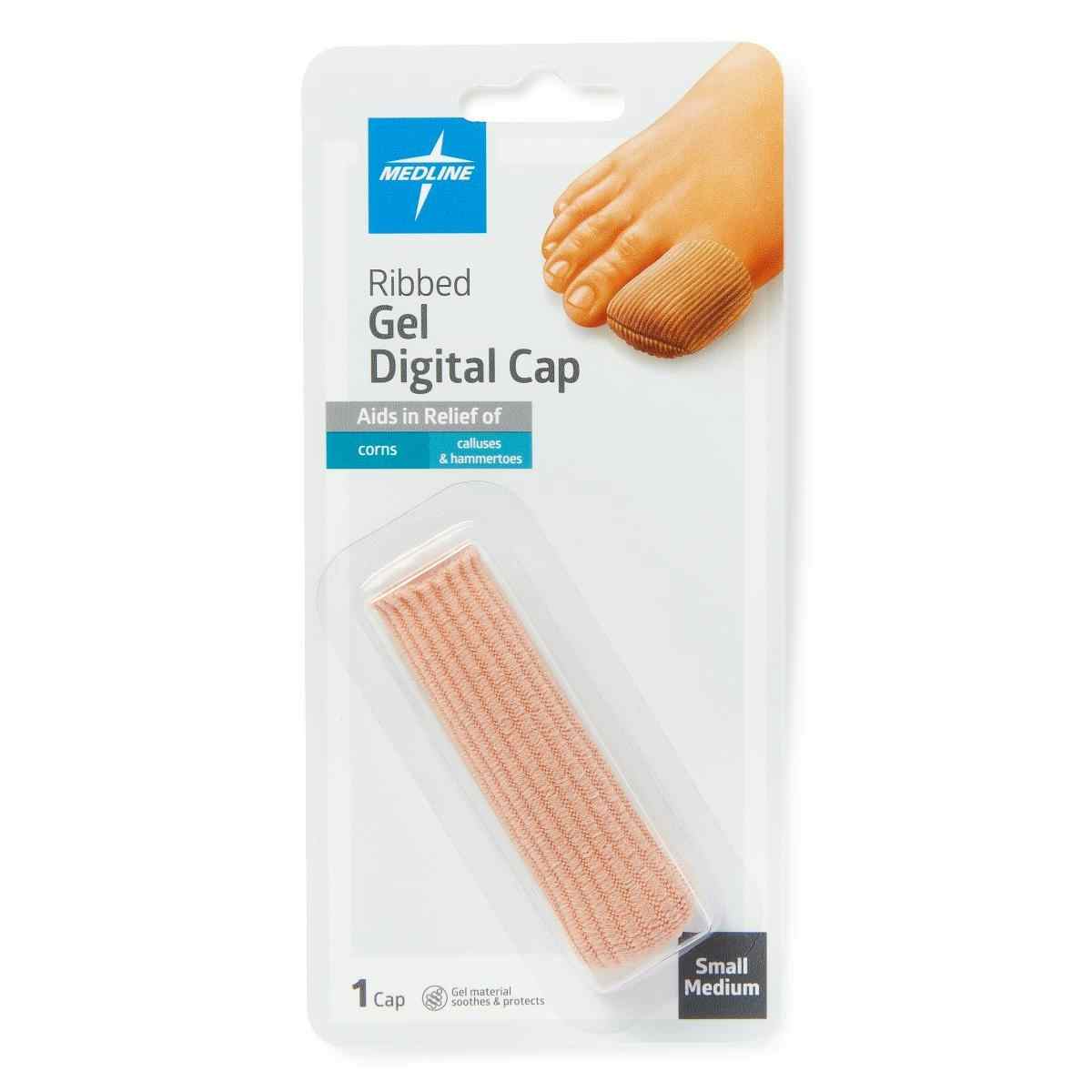 Medline Ribbed Gel Digital Toe Caps, POD14203, Size S/M - 1 Each