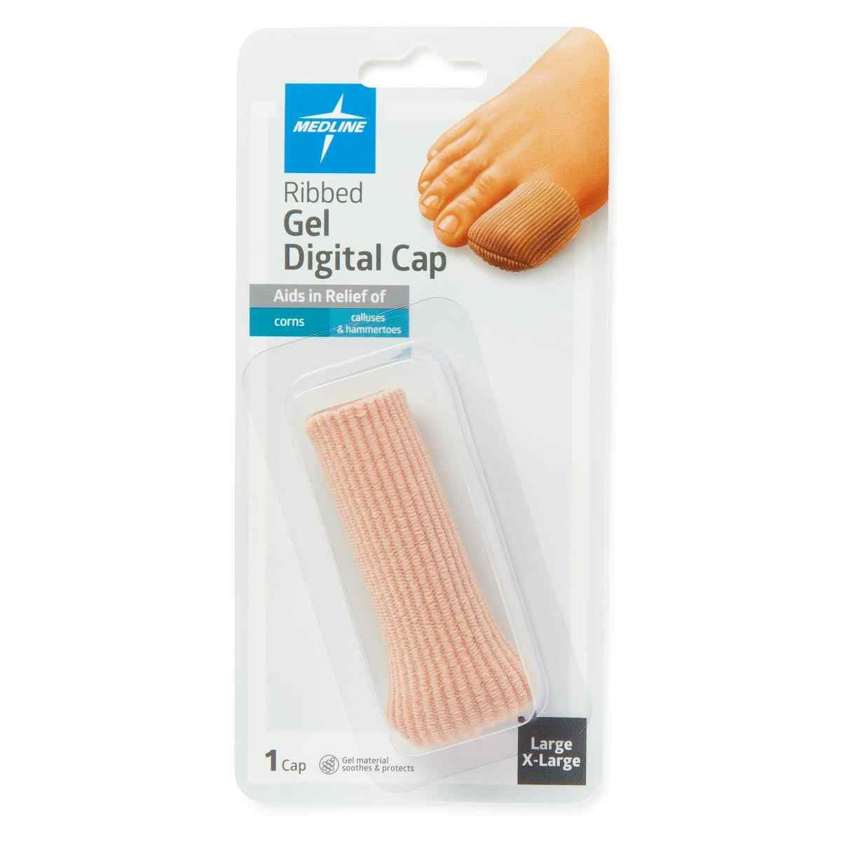 Medline Ribbed Gel Digital Toe Caps, POD14204, Size L/XL - 1 Each
