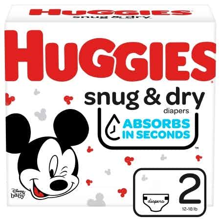 Huggies Snug & Dry Baby Diapers with Tabs, Heavy Absorbency, 51469, Size 2 (12 to 18 lbs.) - Pack of 34