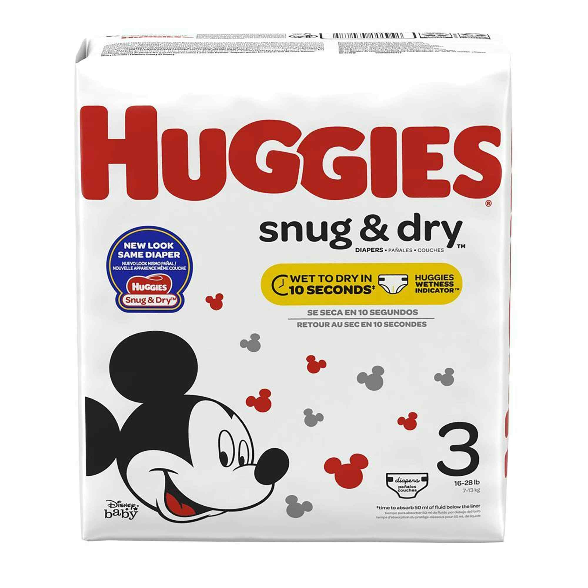 Huggies Snug & Dry Baby Diapers with Tabs, Heavy Absorbency, 51471, Size 3 (16 to 28 lbs.) - Pack of 31