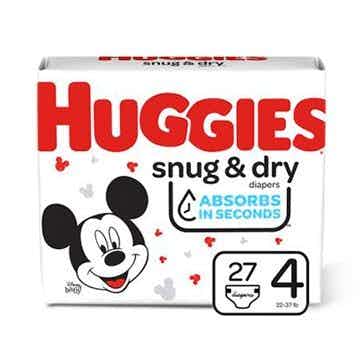 Huggies Snug & Dry Baby Diapers with Tabs, Heavy Absorbency, 51472, Size 4 (22 to 37 lbs.) - Case of 108