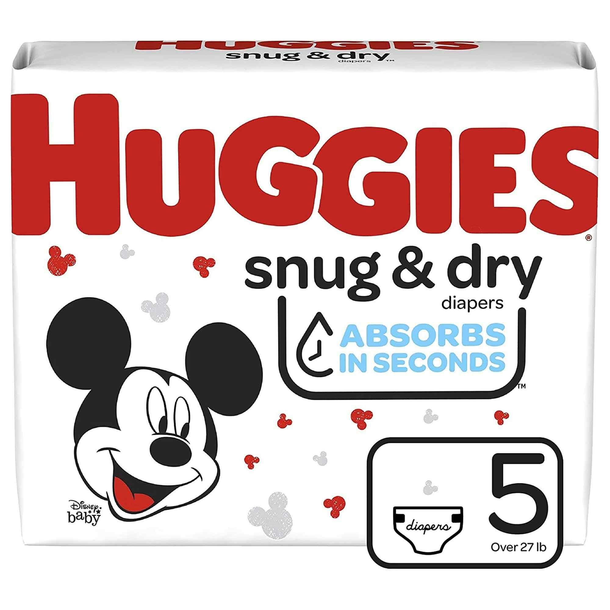 Huggies Snug & Dry Baby Diapers with Tabs, Heavy Absorbency, 51473, Size 5 (Over 27 lbs.) - Pack of 22
