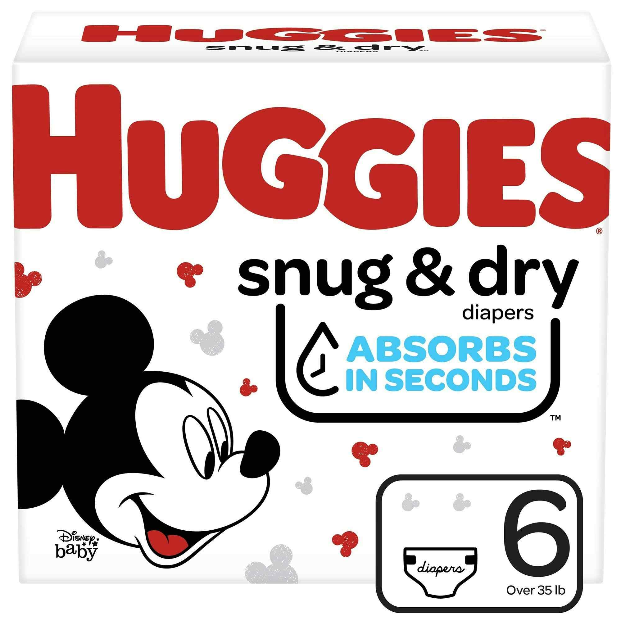 Huggies Snug & Dry Baby Diapers with Tabs, Heavy Absorbency, 51470, Size 6 (Over 35 lbs.) - Case of 76