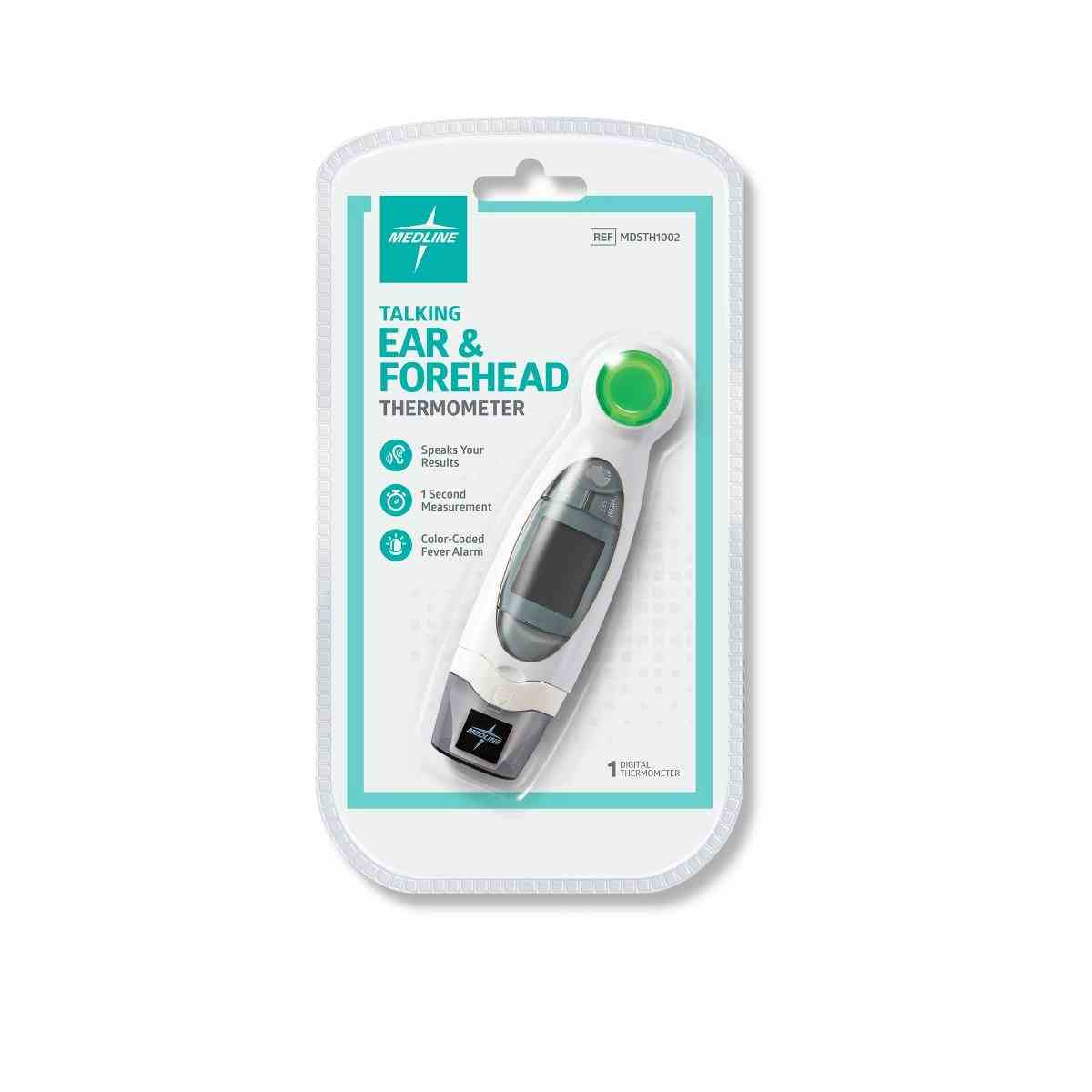 Medline Talking Ear and Forehead Home Thermometer, MDSTH1002, 1 Each