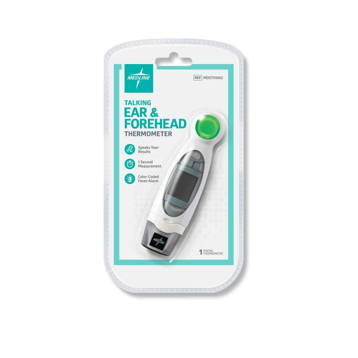 Medline Talking Ear and Forehead Home Thermometer, MDSTH1002, 1 Each