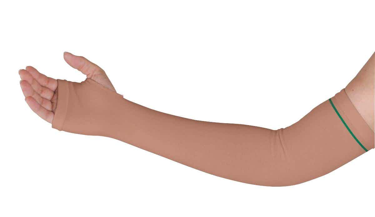 Medline Protective Arm Sleeves, NONSLEEVET, Beige, Yellow Stripe (16.5" L X 11" Circ.) - 1 Pair 