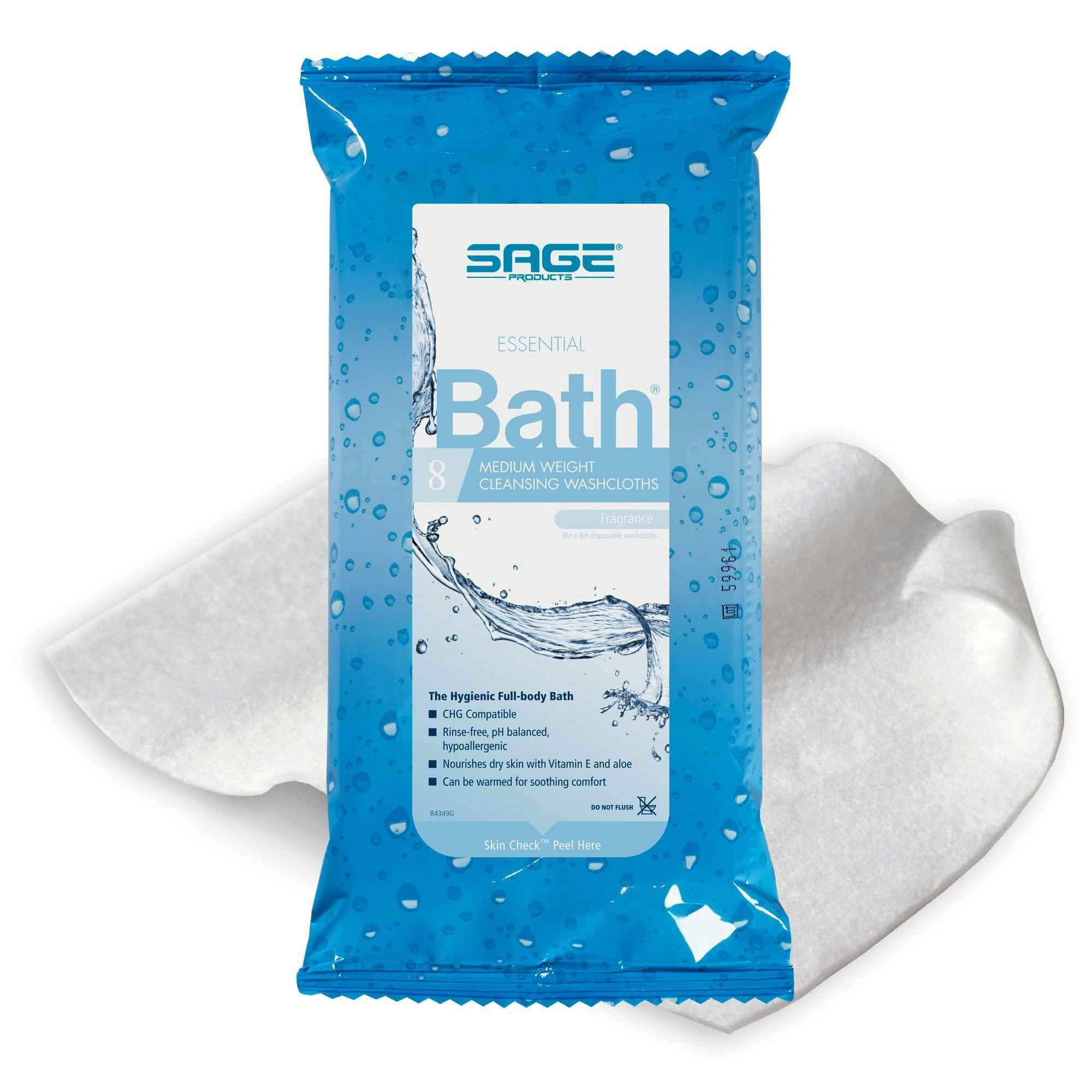 Sage Products Essential Bath Rinse-Free Wipes, 7800, 1 Pack