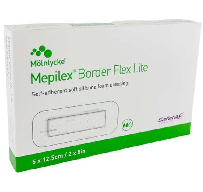 Mepilex Border Flex Lite Silicone Adhesive Dressing with Border, 581100, 2" X 5" - Box of 5 
