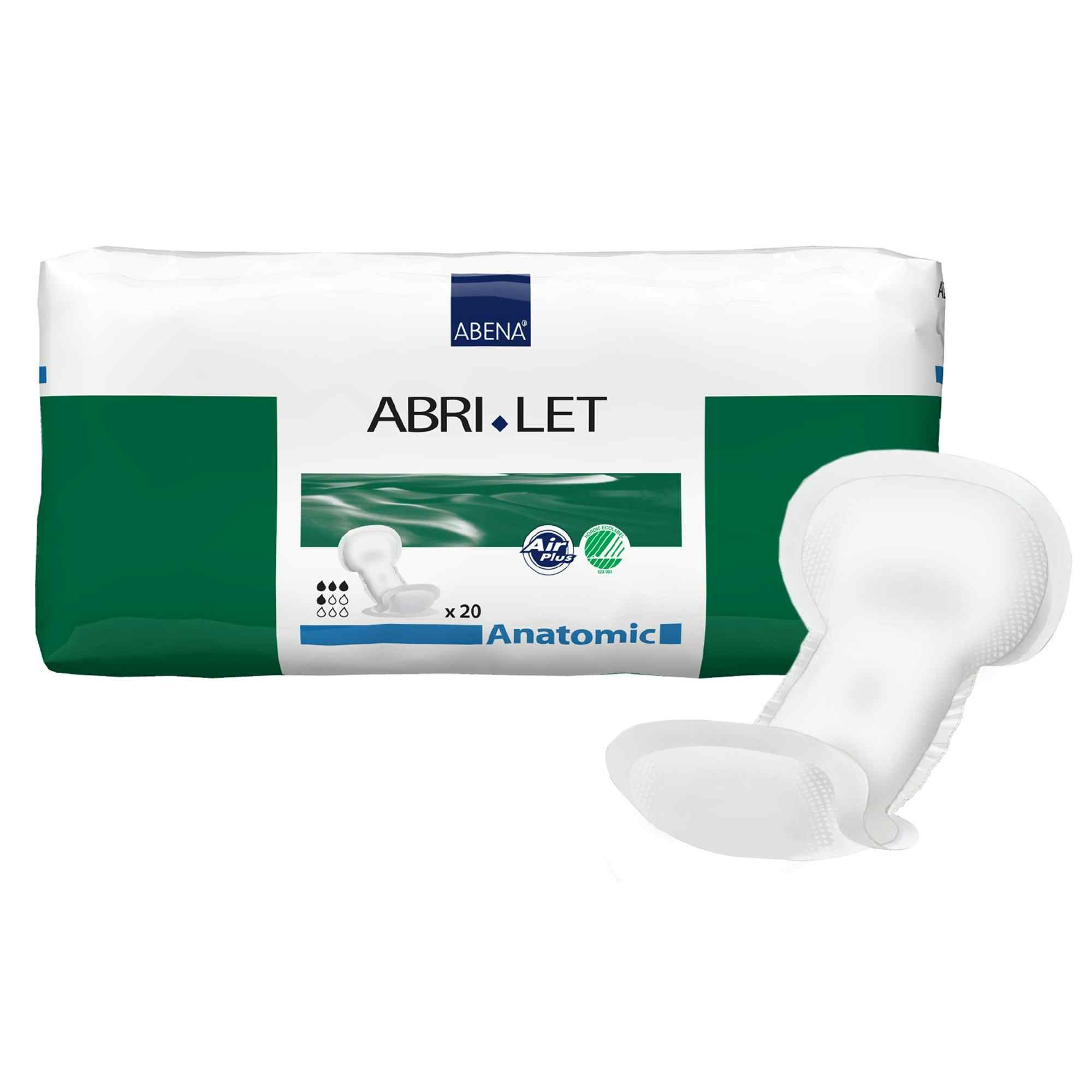 Abri-Let Anatomic Incontinence Liners, Moderate Absorbency, 300215,  8 X 17" - Bag of 20