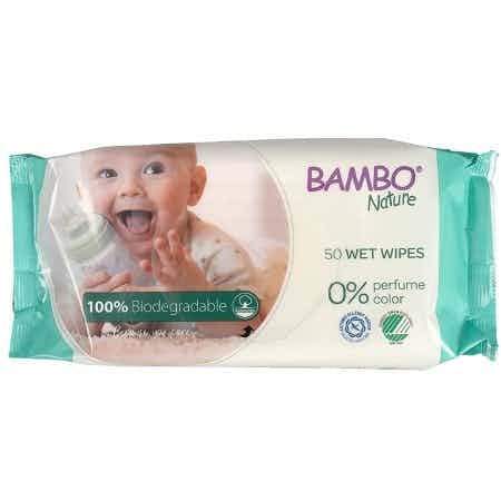Bambo Nature Baby Wipes, Unscented, 10000011933, Bag of 50