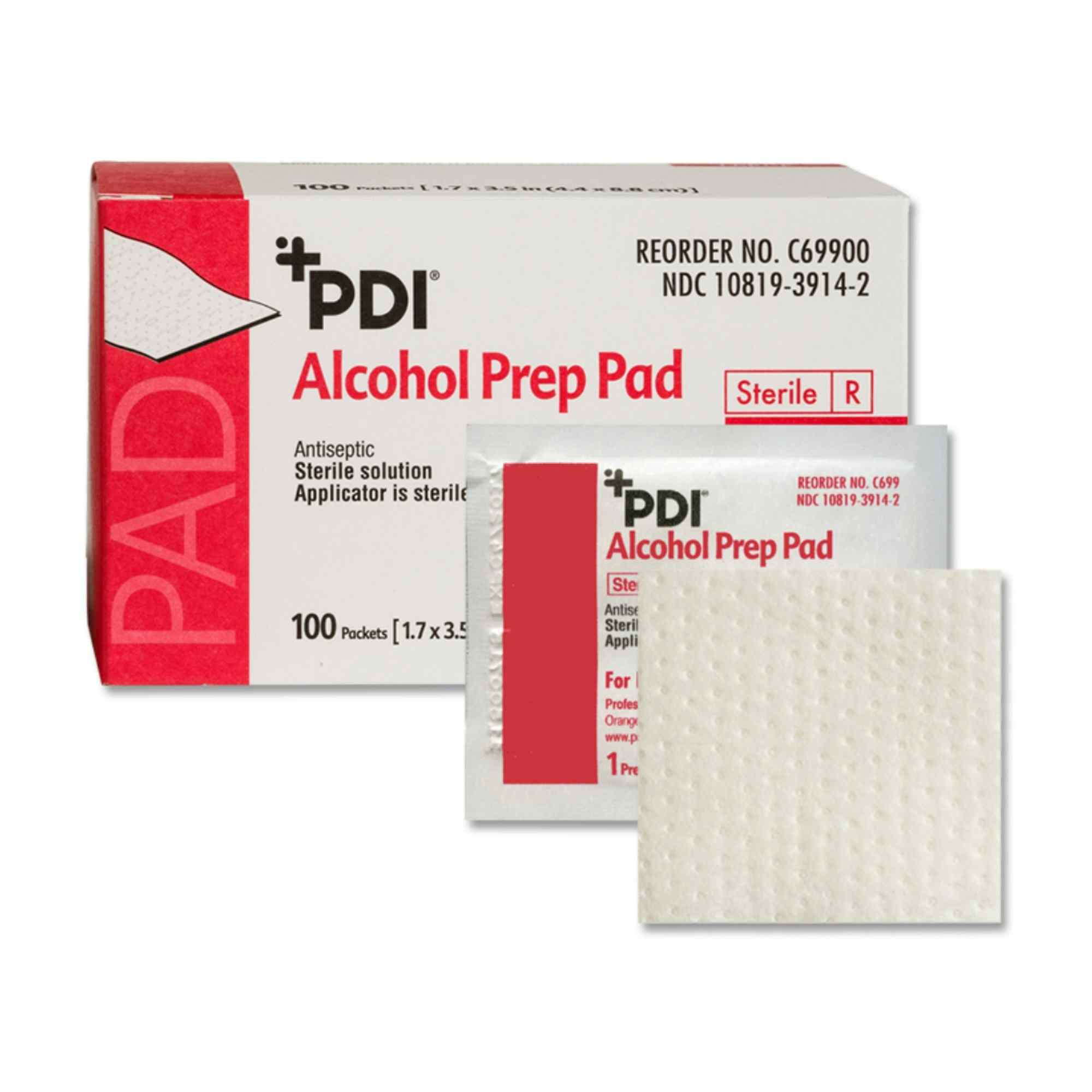 PDI Alcohol Prep Pads, C69900, Box of 100