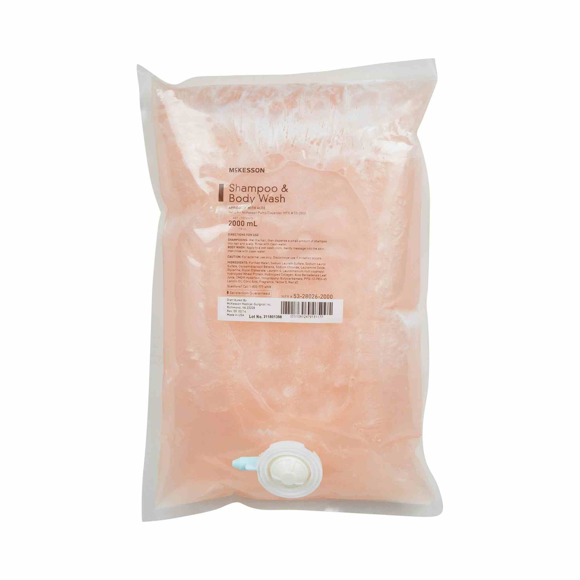 McKesson Shampoo and Body Wash Refill, Apricot Scent, 53-28026-2000, 2,000 mL - 1 Each