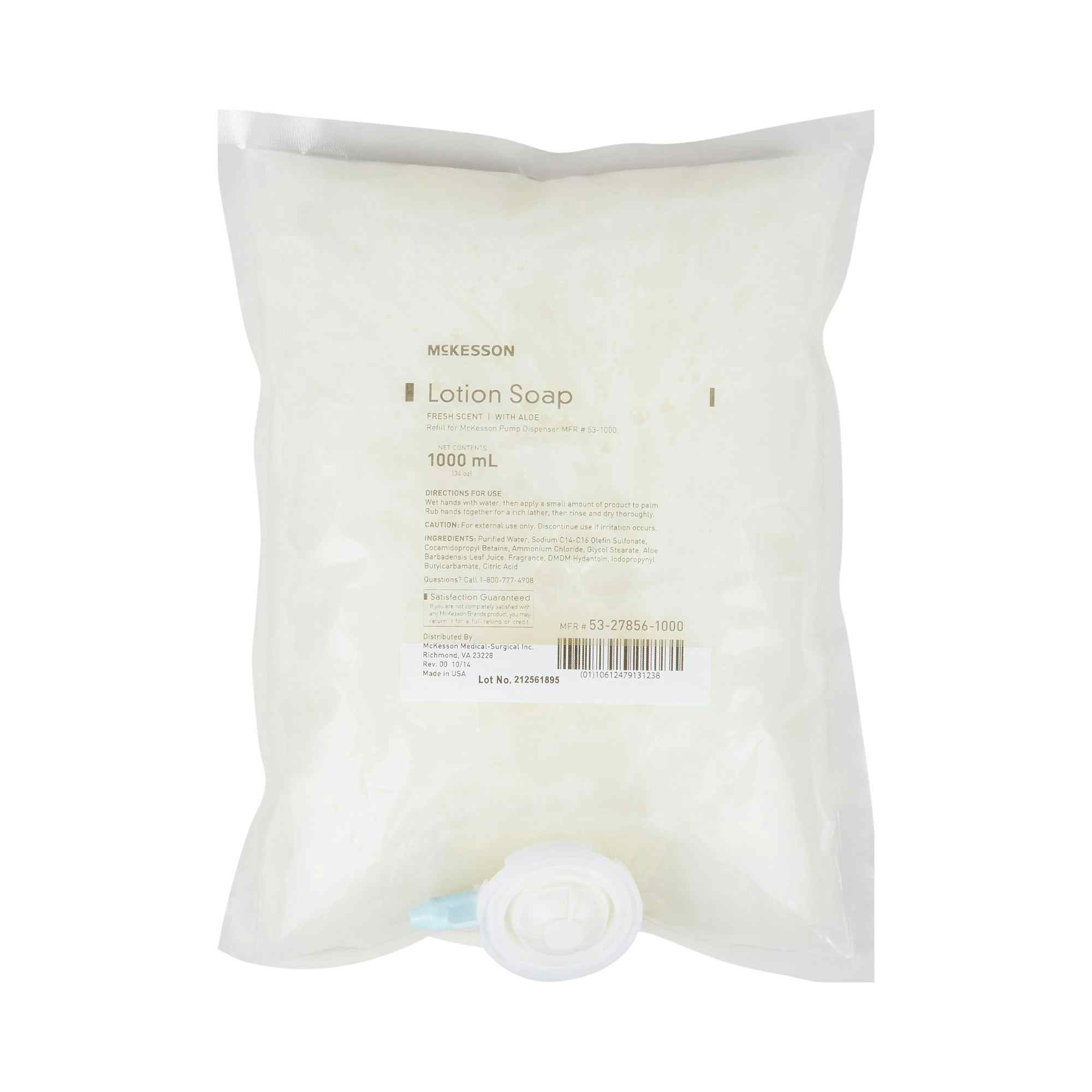 McKesson Lotion Hand Soap Refill, Fresh Scent, 53-27856-1000, 1,000 mL  - Case of 10