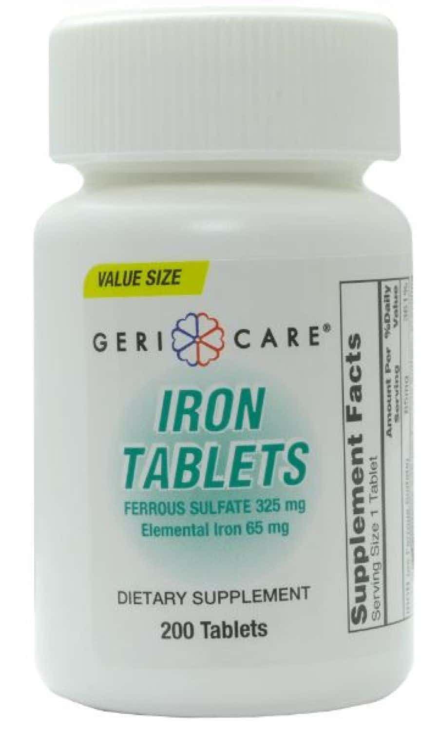 Geri-Care Iron Mineral Supplement, 200 Tablets, 703-20-GCP, 1 Bottle