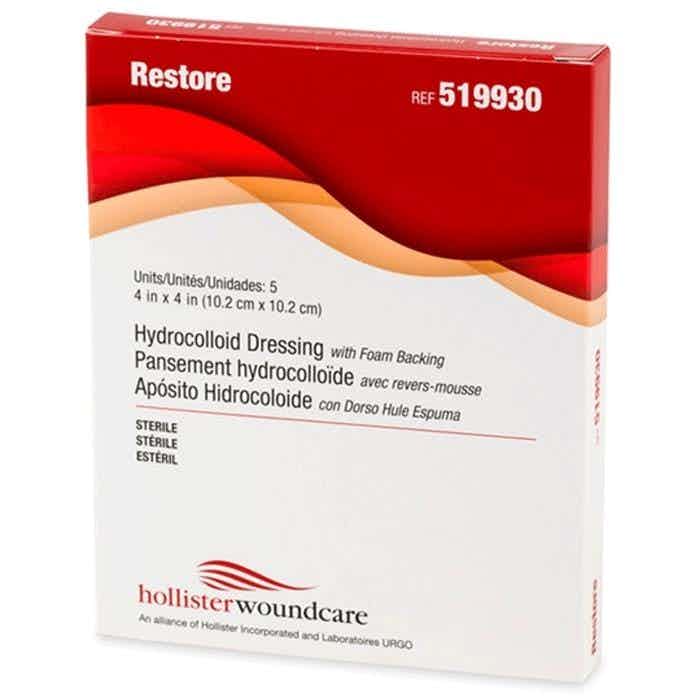 Restore Hydrocolloid Dressing with Foam Backing, 519930, 4" X 4" - Box of 5