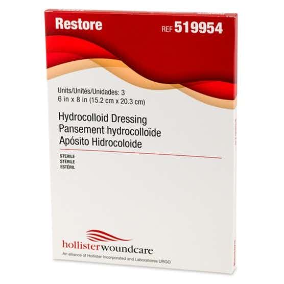 Restore Hydrocolloid Dressing without Tapered Edges, 519954, 6" X 8" - Box of 3