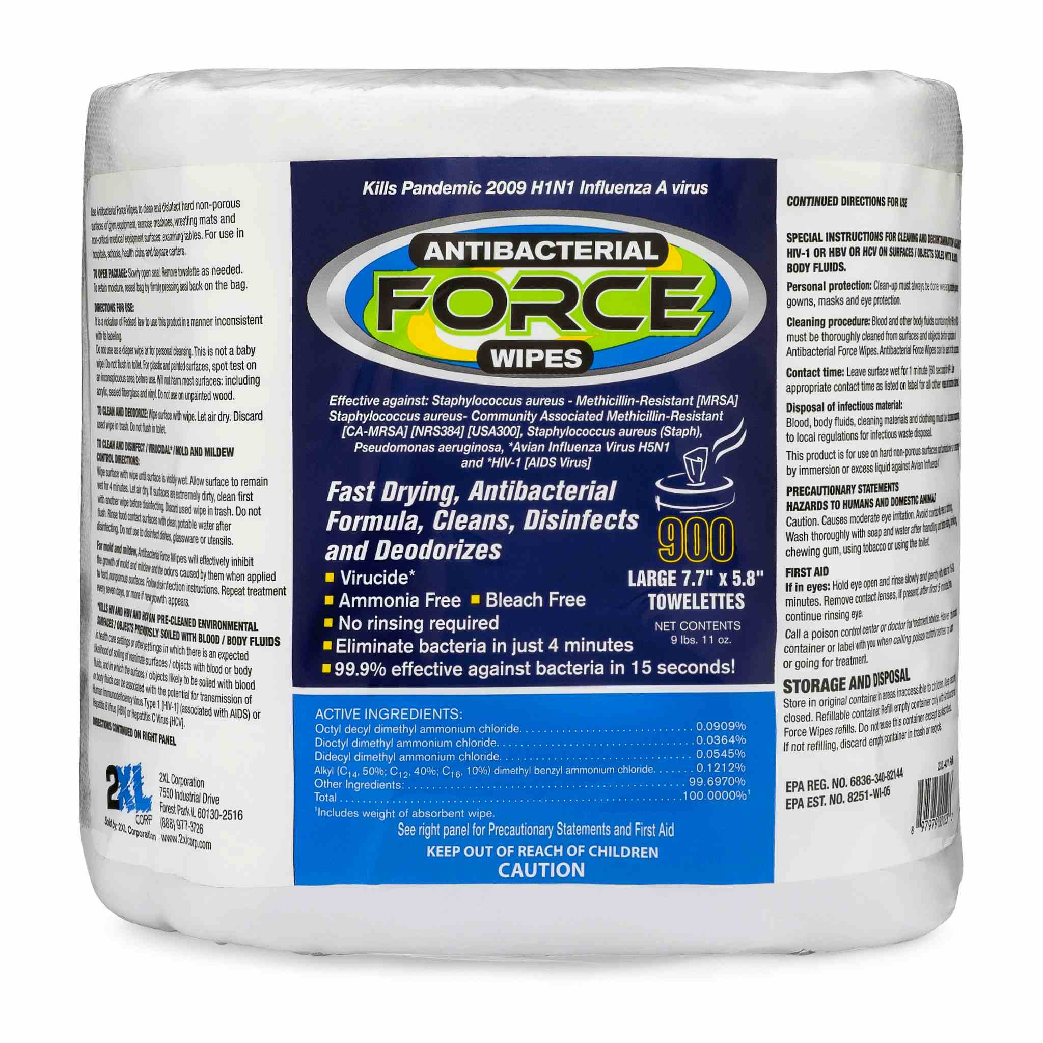 2XL Antibacterial Force Wipes Refill