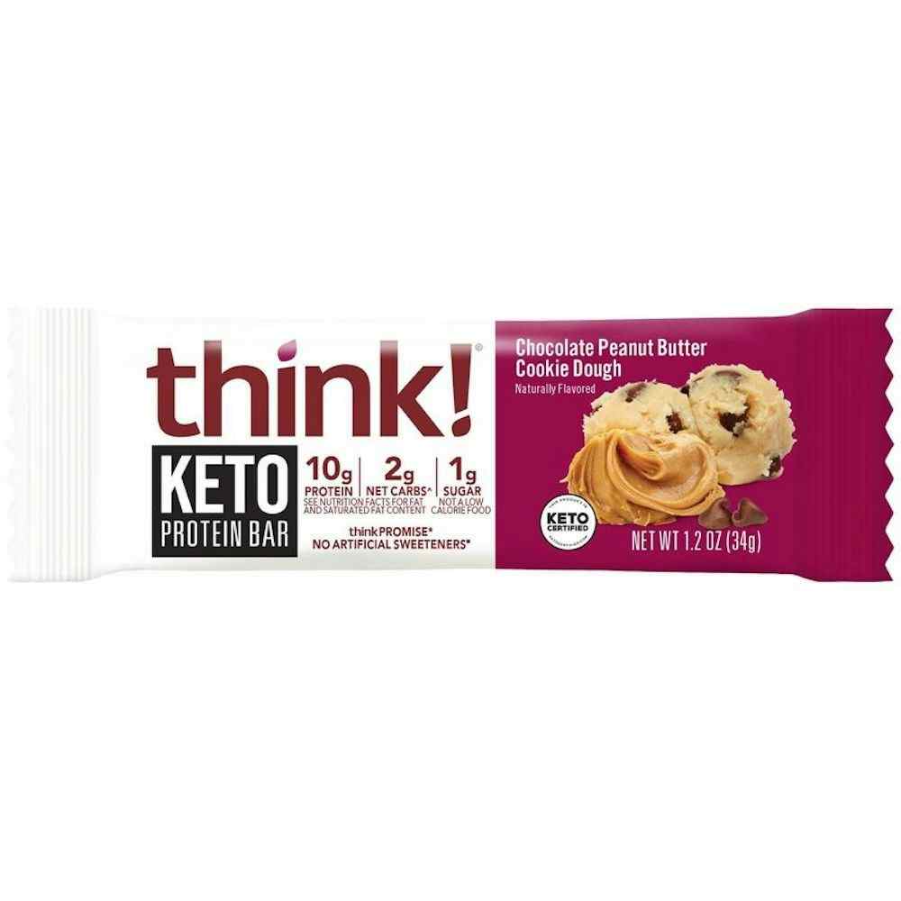 think! Keto Chocolate Peanut Butter Cookie Dough Protein Bars