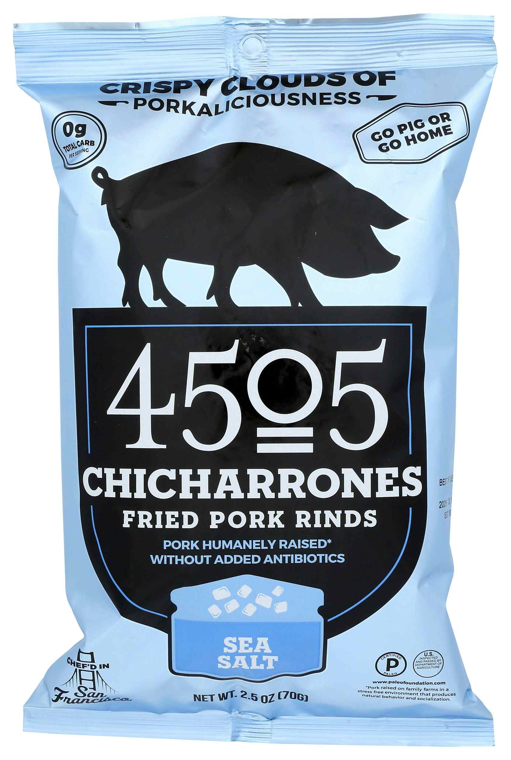 4505 Meats Chicharrones Fried Pork Rinds, Sea Salt Flavor