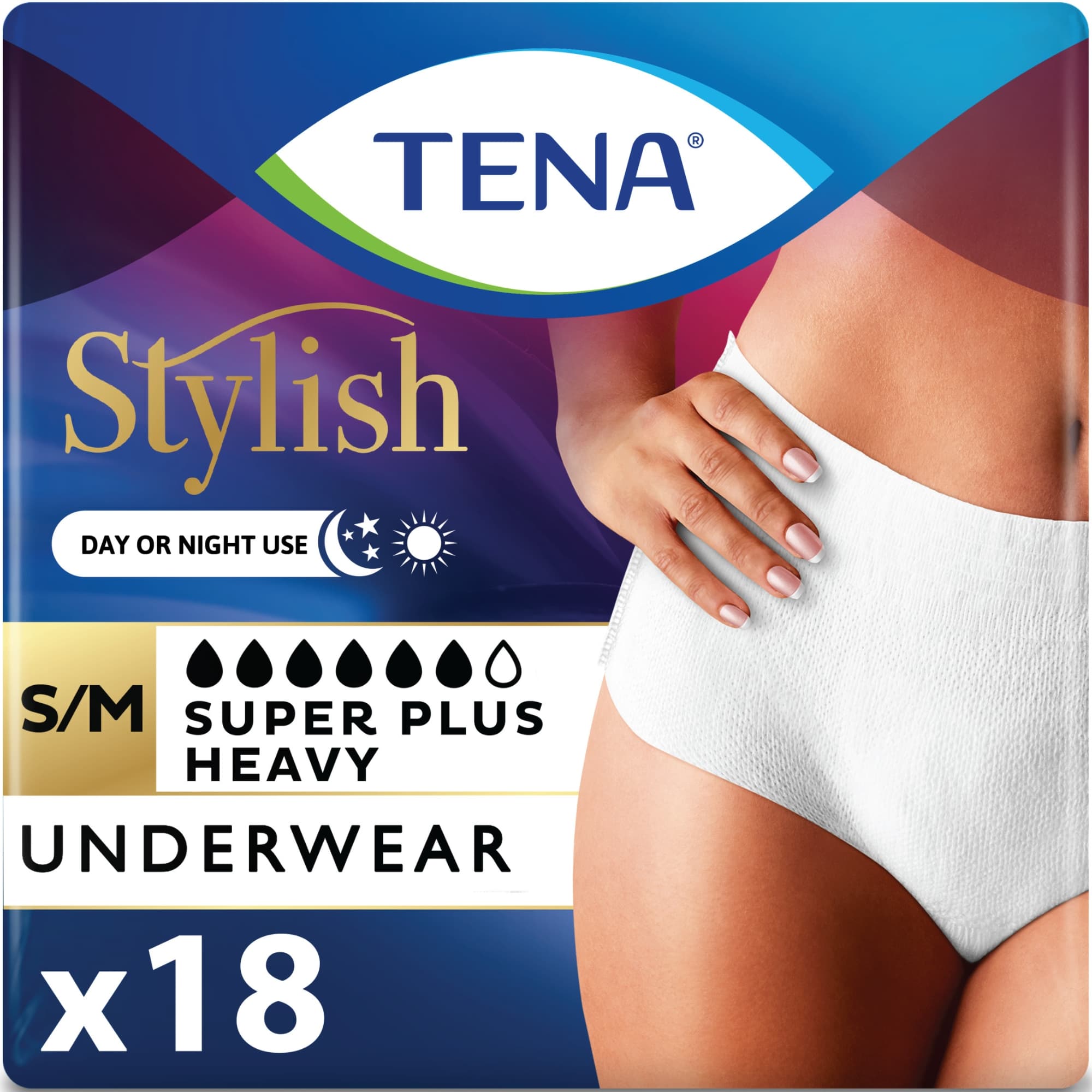 TENA Stylish Super Plus Incontinence Pull-Up Underwear for Women, Heavy Absorbency