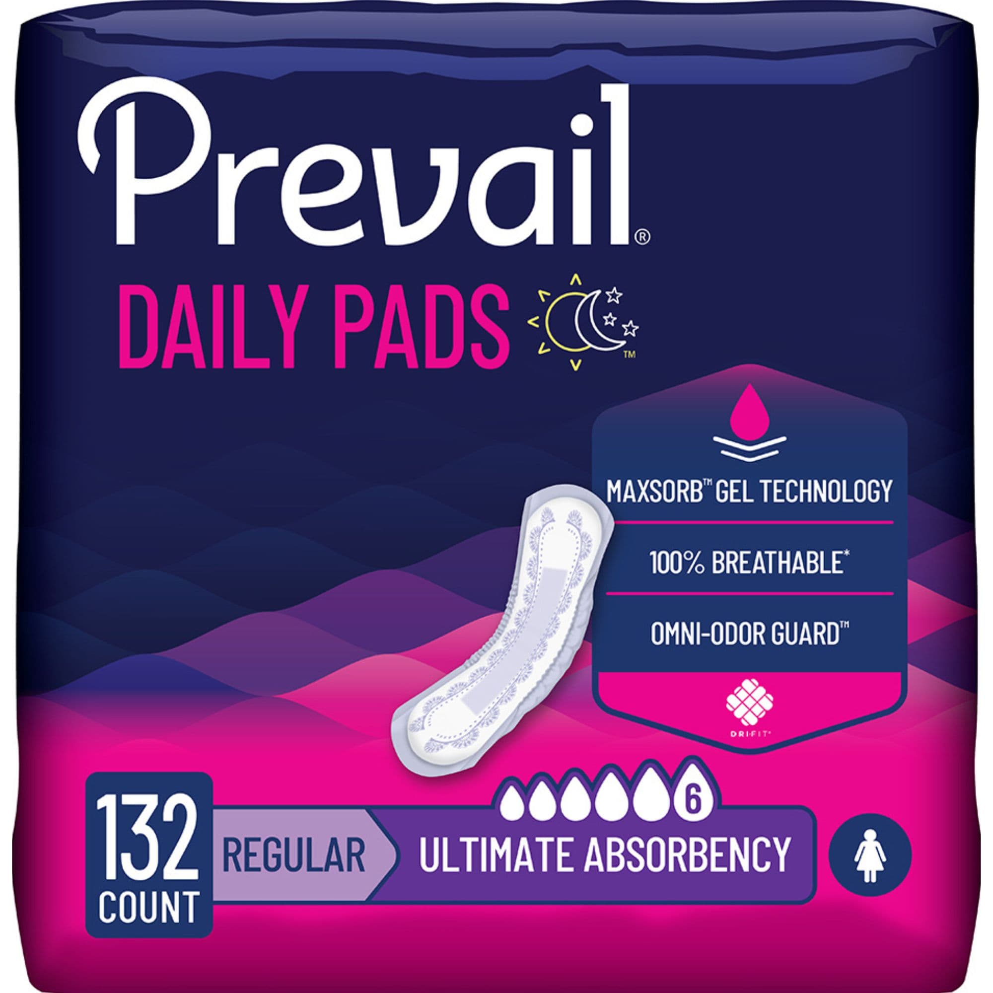 Prevail Women's Daily Bladder Control Pads, Ultimate Absorbency