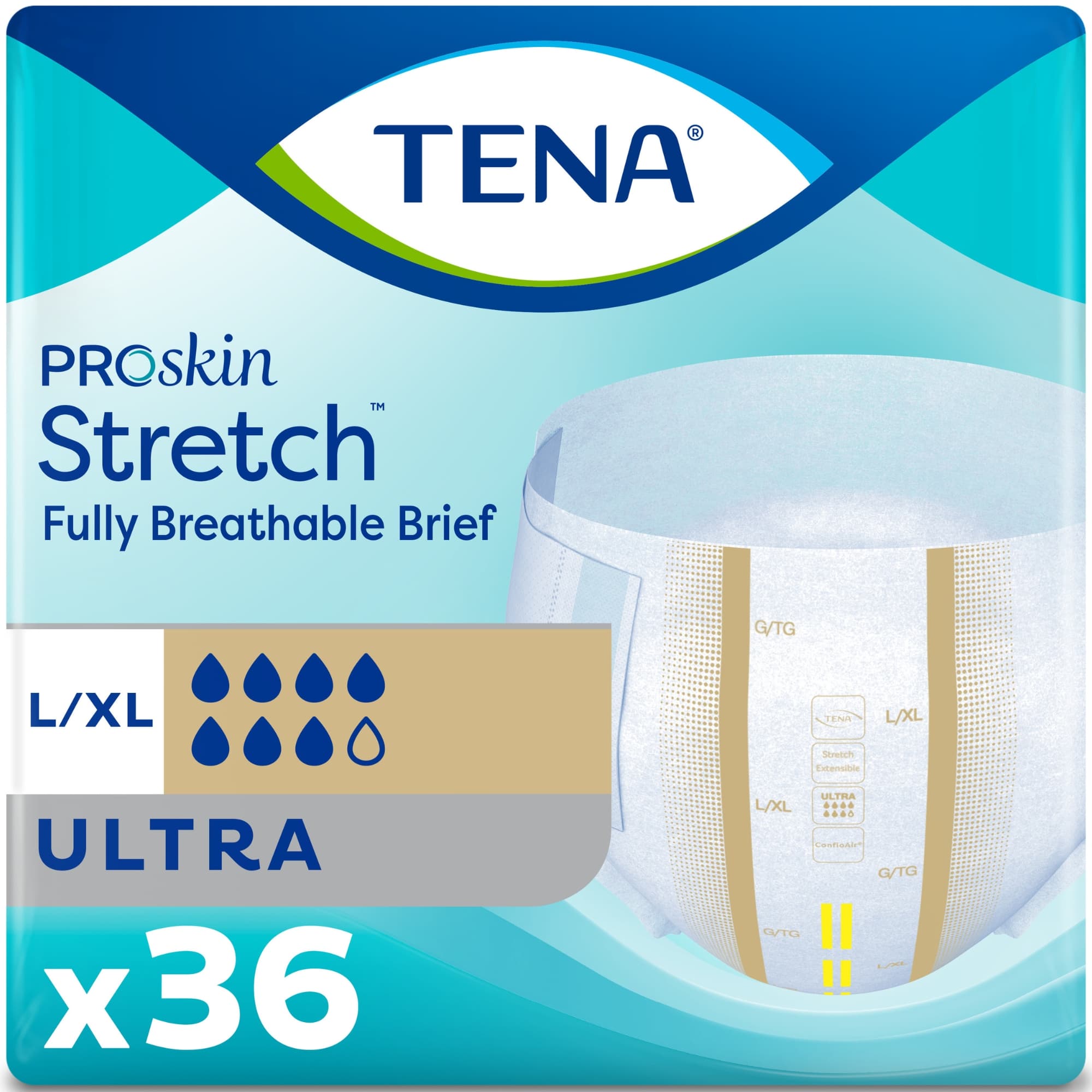 TENA ProSkin Stretch Ultra Adult Incontinence Briefs, Heavy Absorbency
