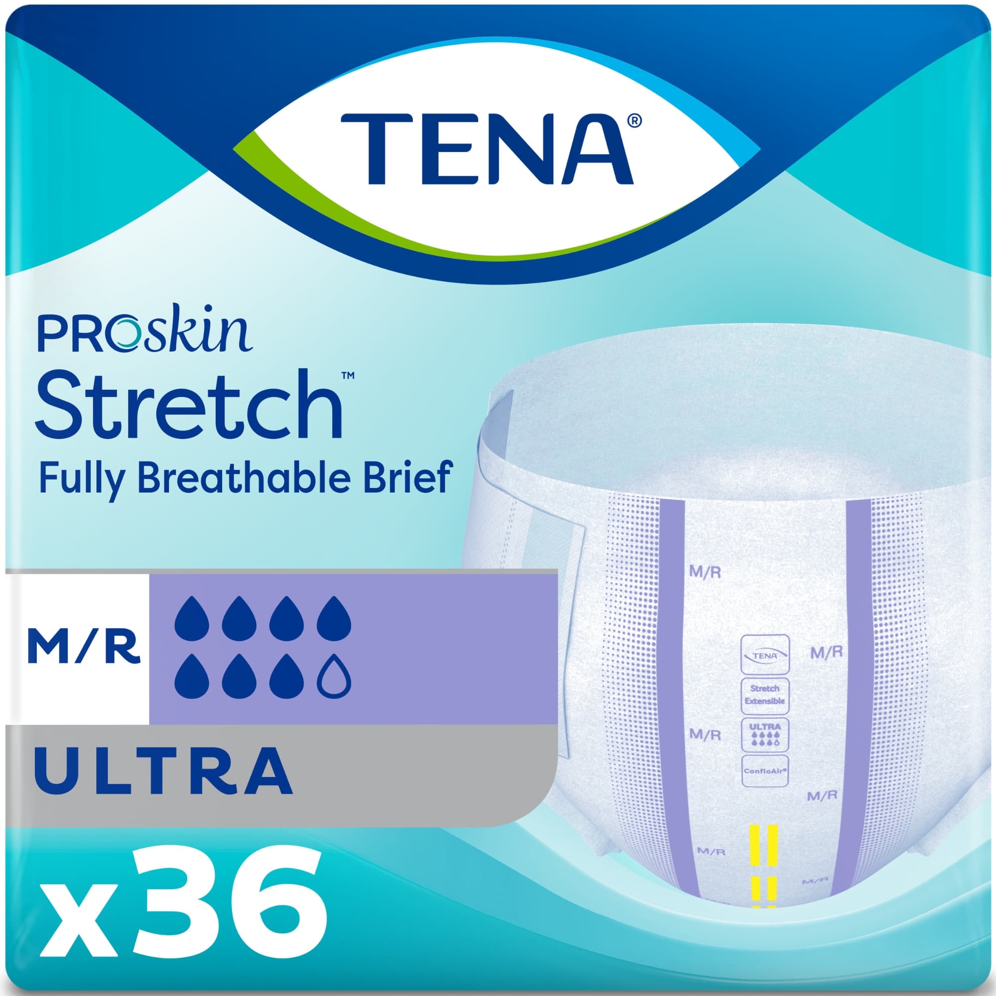 TENA ProSkin Stretch Ultra Adult Incontinence Briefs, Heavy Absorbency