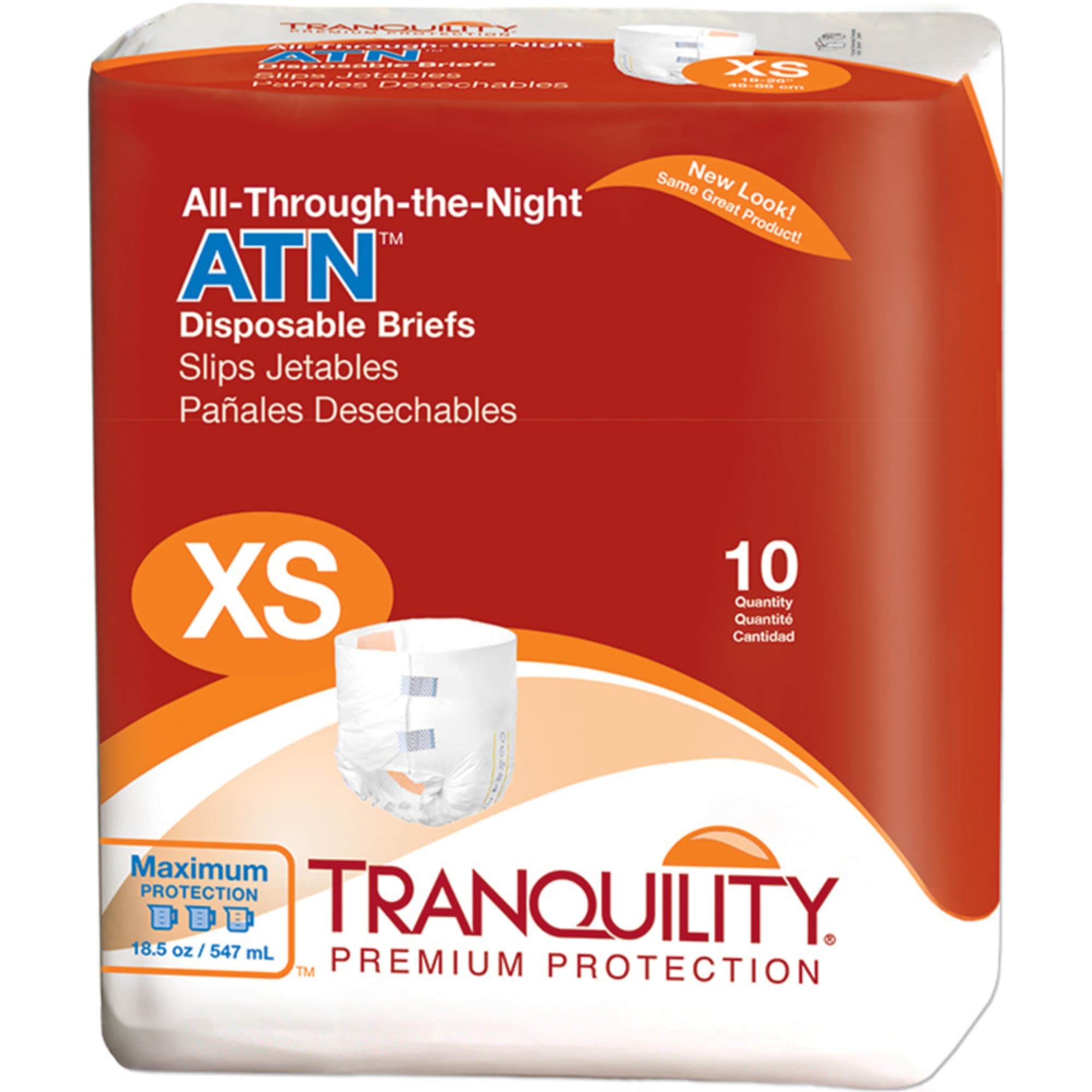 Tranquility Premium ATN Overnight Protection Disposable Briefs with Tabs, Maximum Absorbency