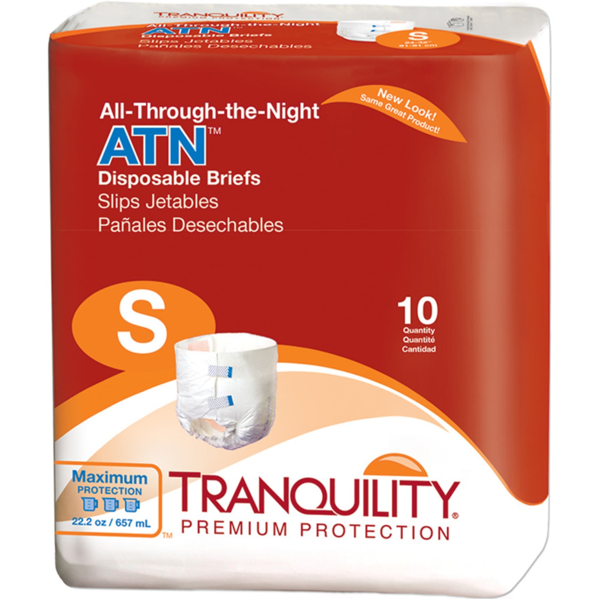 Tranquility Premium ATN Overnight Protection Disposable Briefs with Tabs, Maximum Absorbency