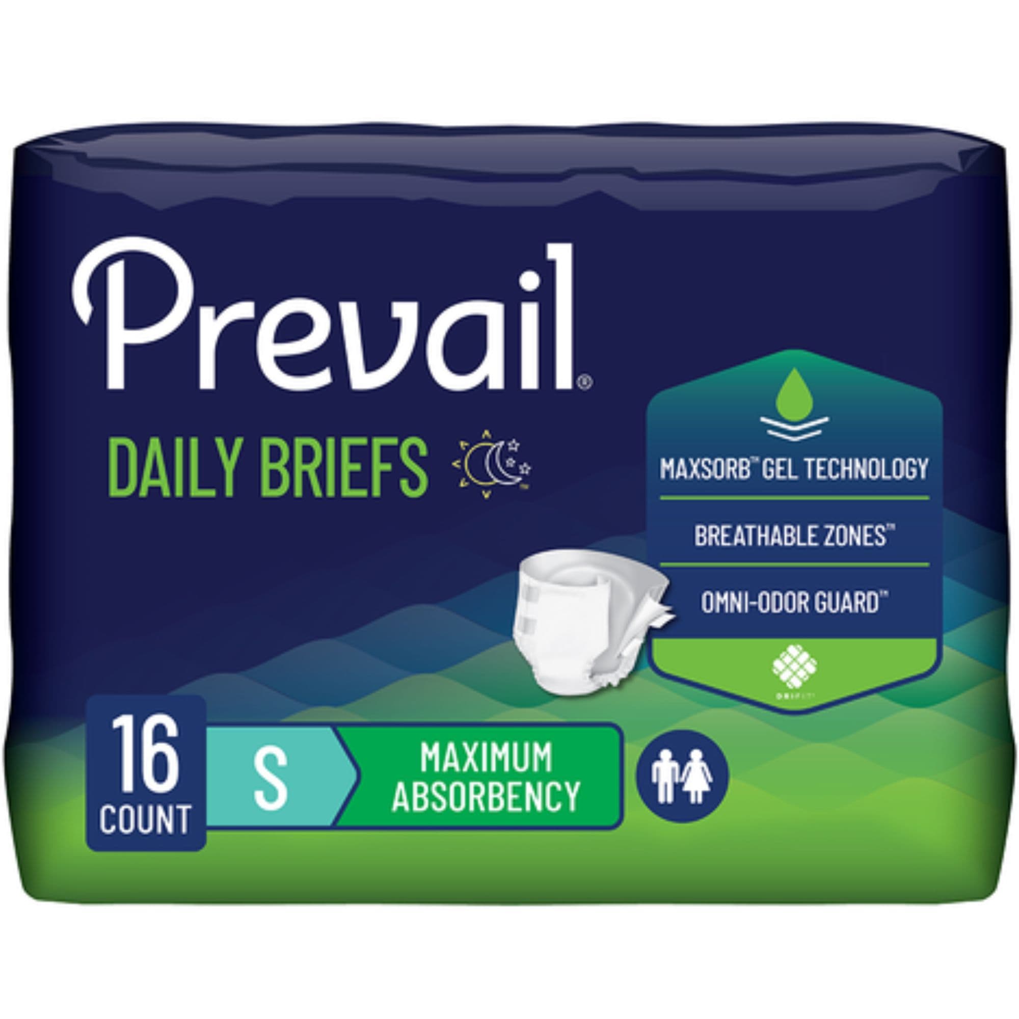 Prevail Daily Adult Incontinence Briefs with Tabs, Maximum Absorbency