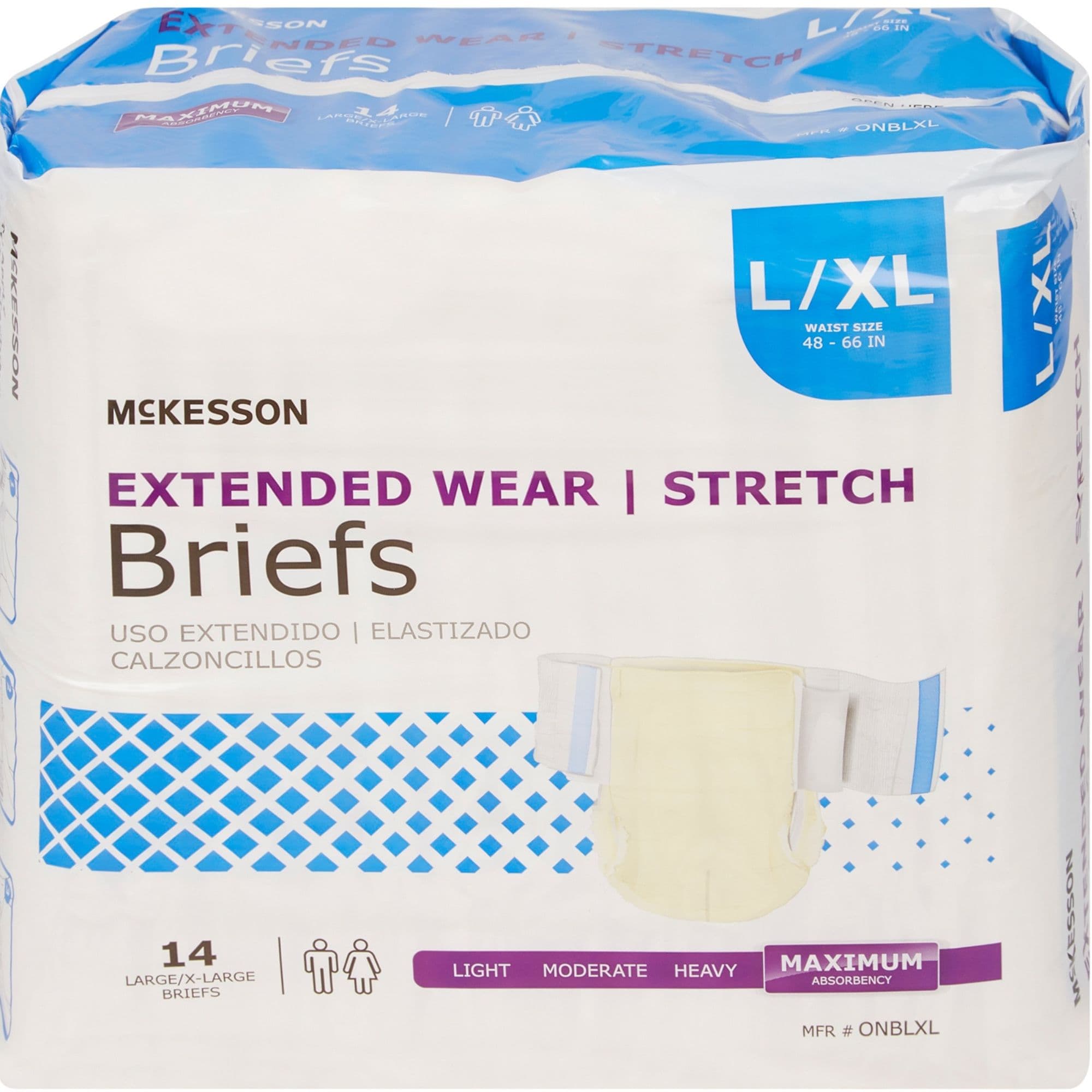 McKesson Extended Wear Stretch Adult Diapers with Tabs, Maximum