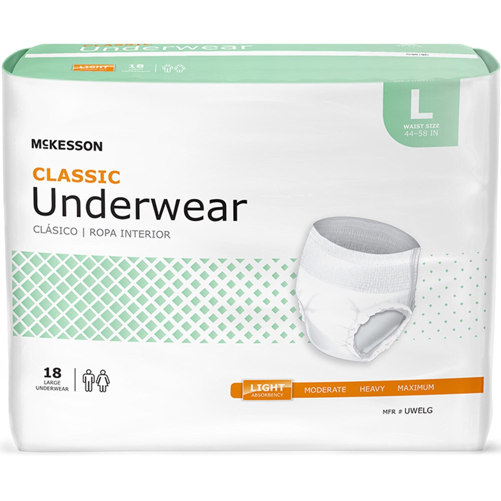 McKesson Classic Adult Incontinence Pull-Up Underwear, Light Absorbency