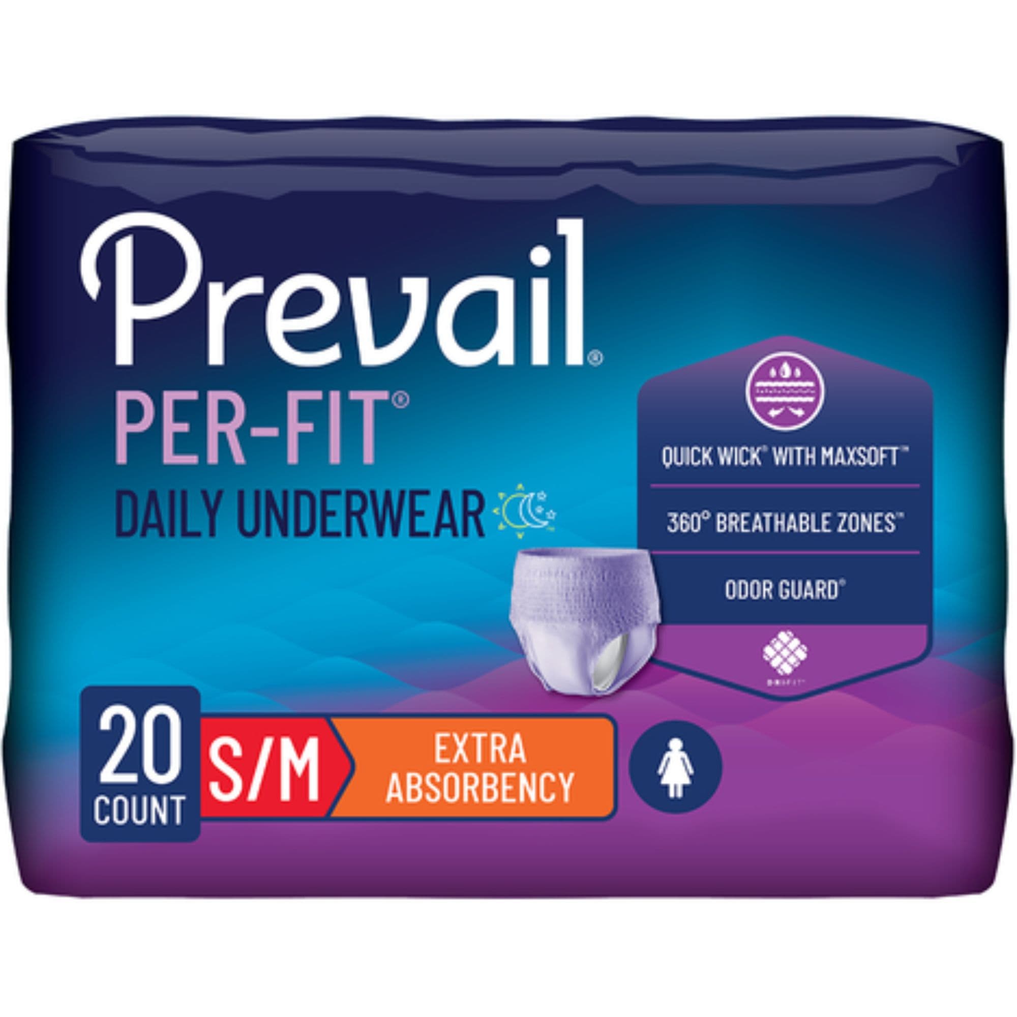 Prevail Per-Fit Daily Incontinence Protective Pull-Up Underwear for Women, Extra Absorbency