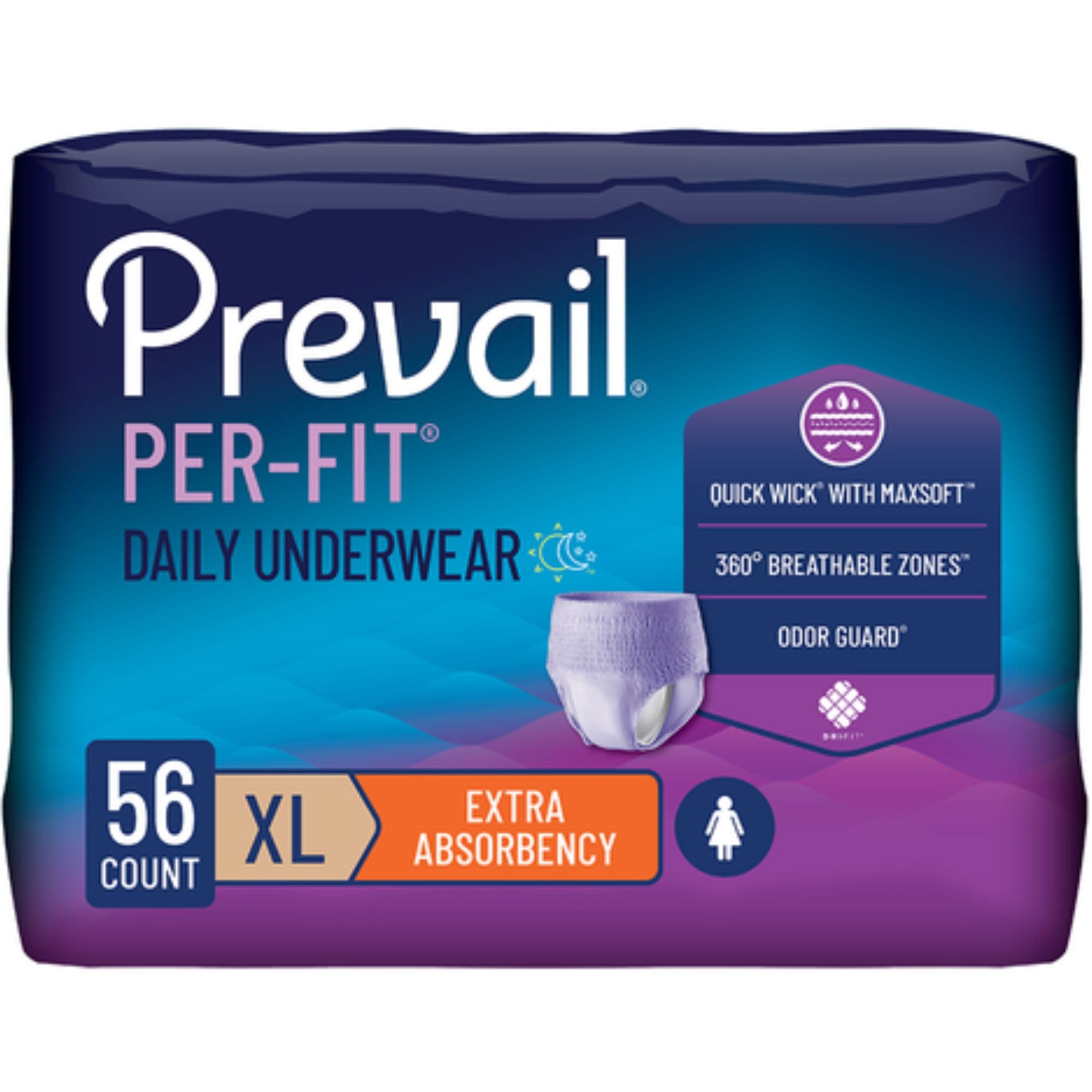 Prevail Per-Fit Daily Incontinence Protective Pull-Up Underwear for Women, Extra Absorbency