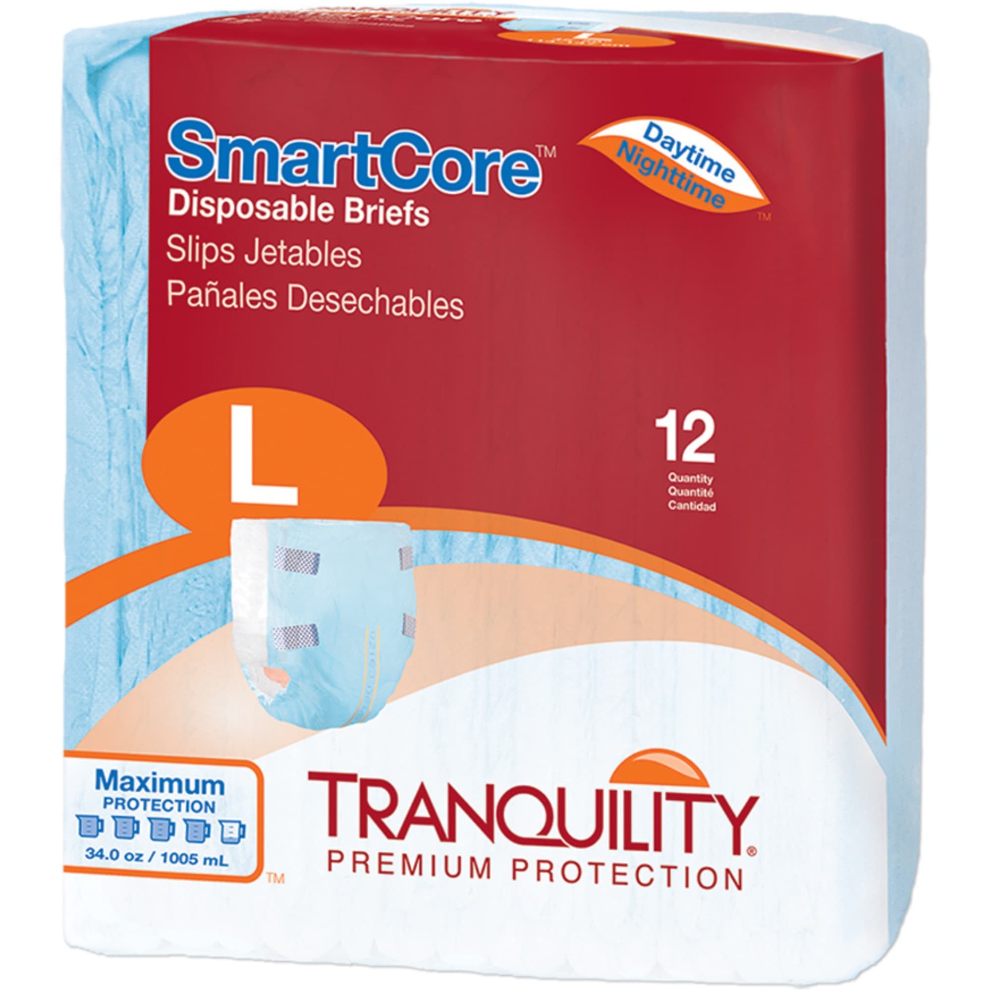 Tranquility SmartCore Adult Disposable Briefs with Tabs, Maximum Absorbency