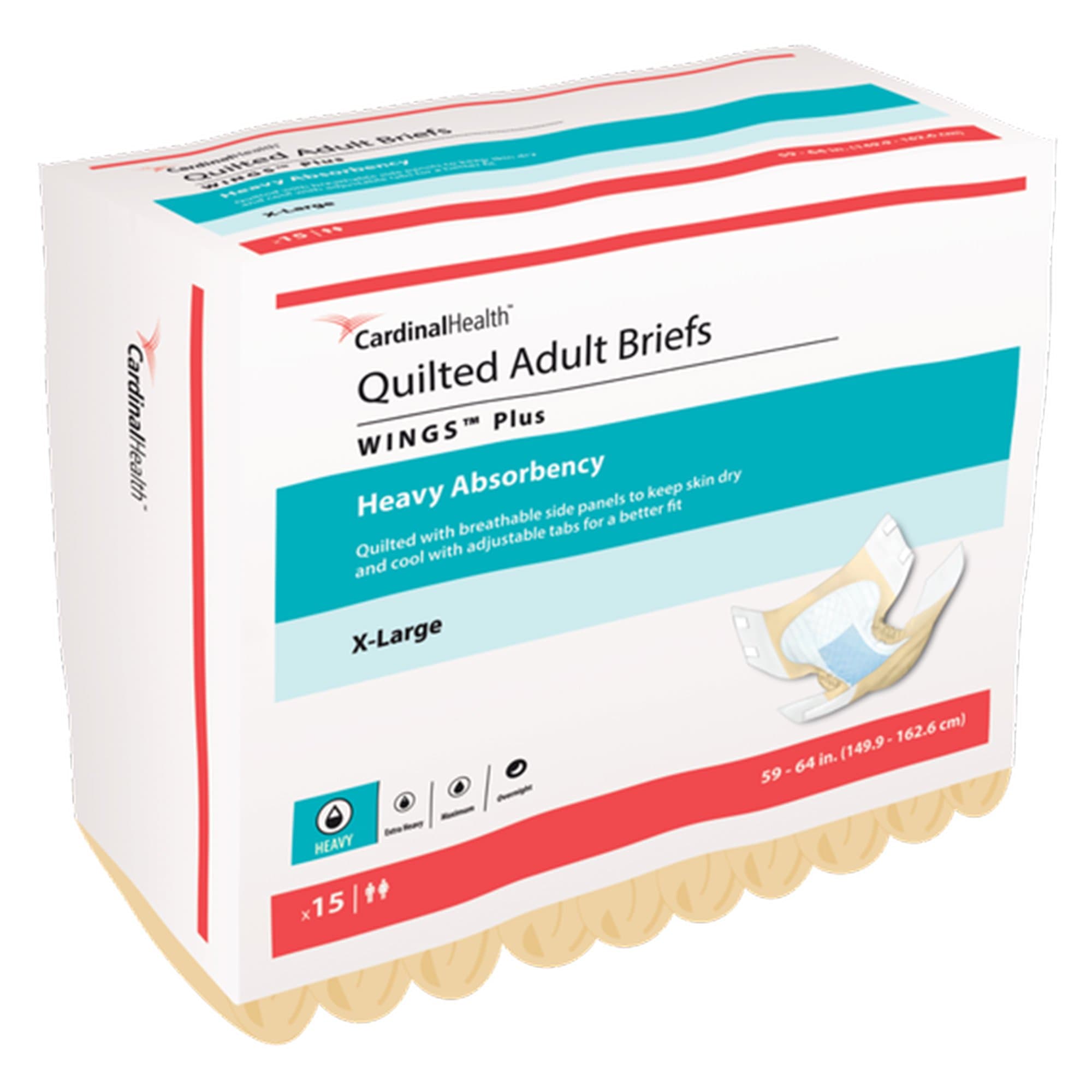 Wings Plus Quilted Adult Briefs, Heavy Absorbency