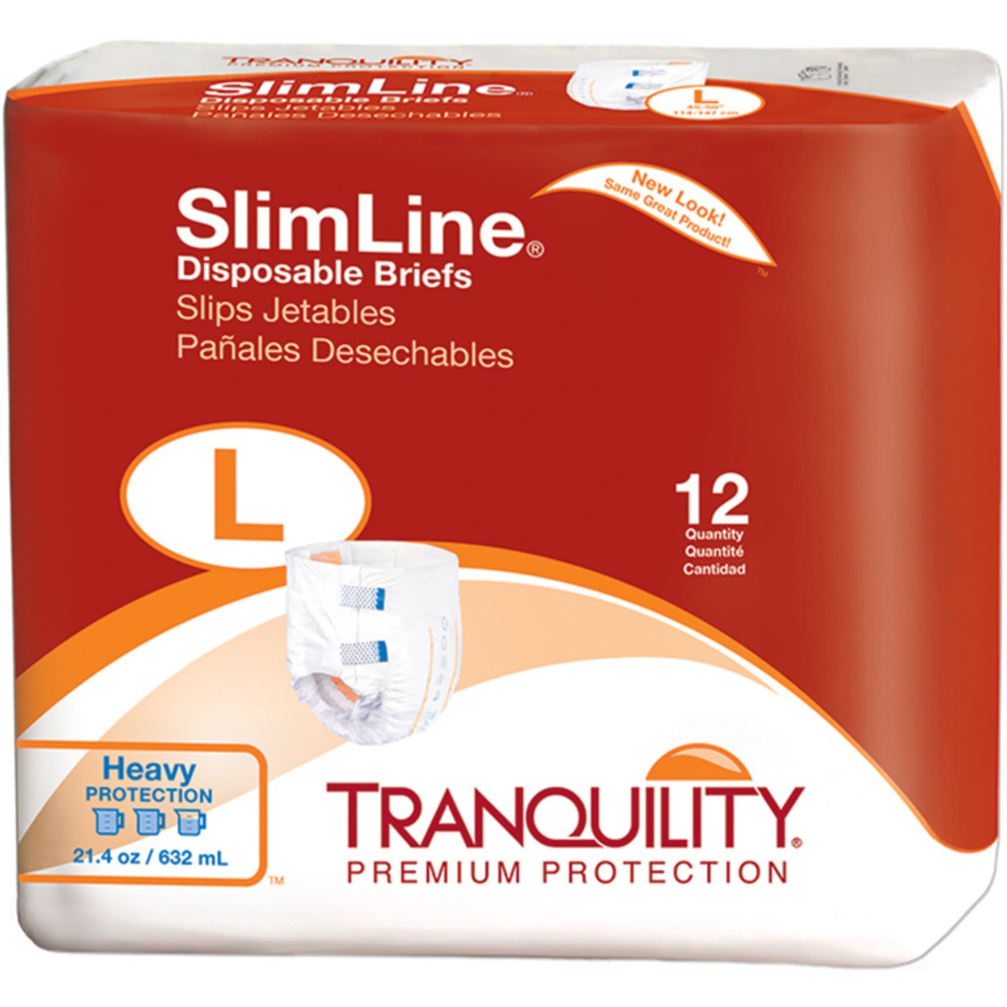 Tranquility SlimLine Disposable Adult Disposable Brief with Tabs, Heavy Absorbency