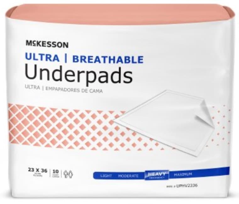 McKesson Ultra Breathable Underpads, Heavy Absorbency