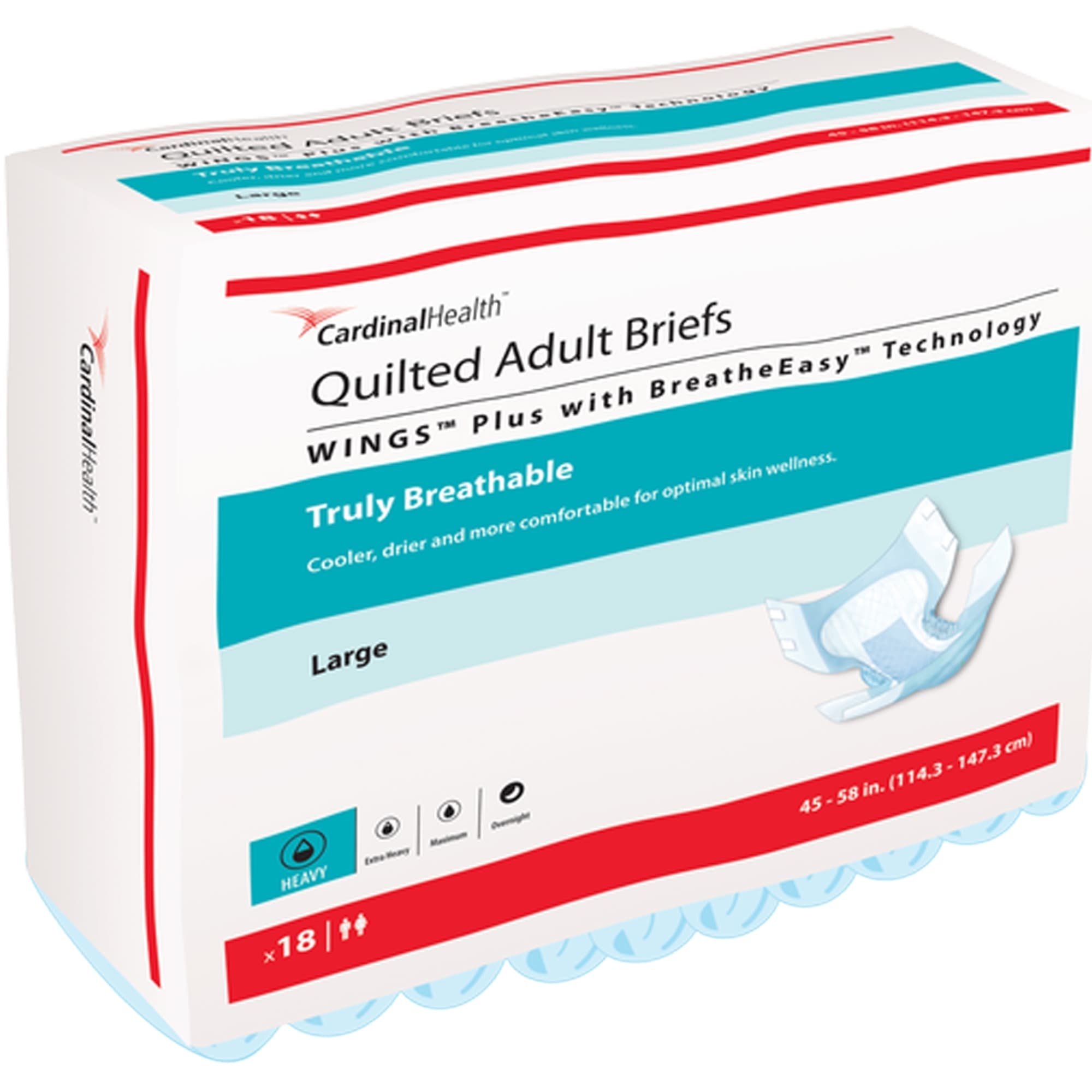 Wings Plus Quilted Adult Briefs with BreatheEasy Technology, Heavy Absorbency