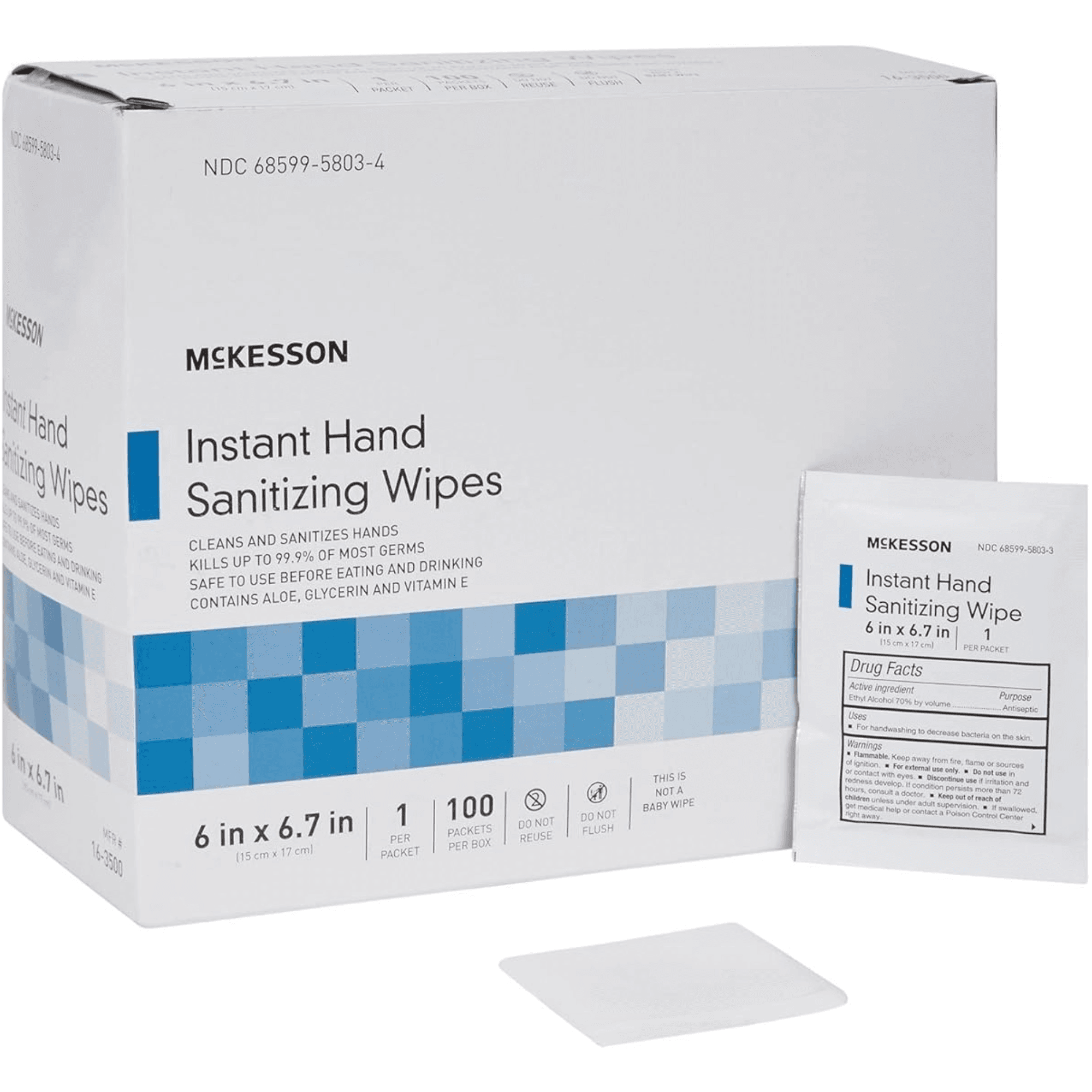 McKesson Hand Sanitizing Wipe Alcohol Wipe, Individual Packet