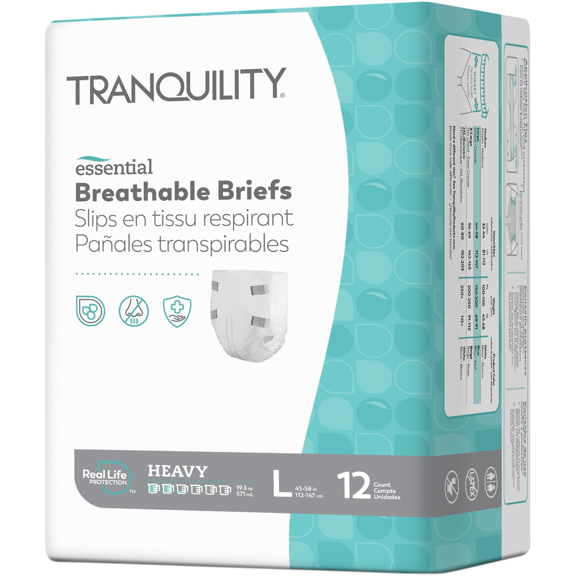 Tranquility Essential Breathable Adult Briefs with Tabs, Heavy Absorbency
