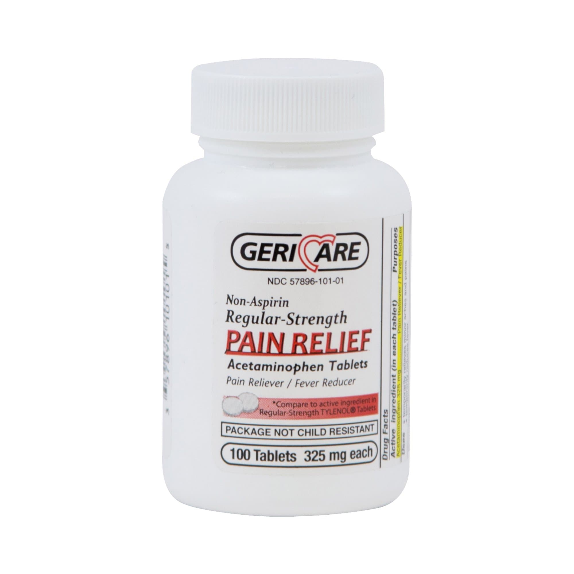 Geri-Care Non-Aspirin Regular-Strength Pain Relief Acetaminophen Tablets, 325 mg