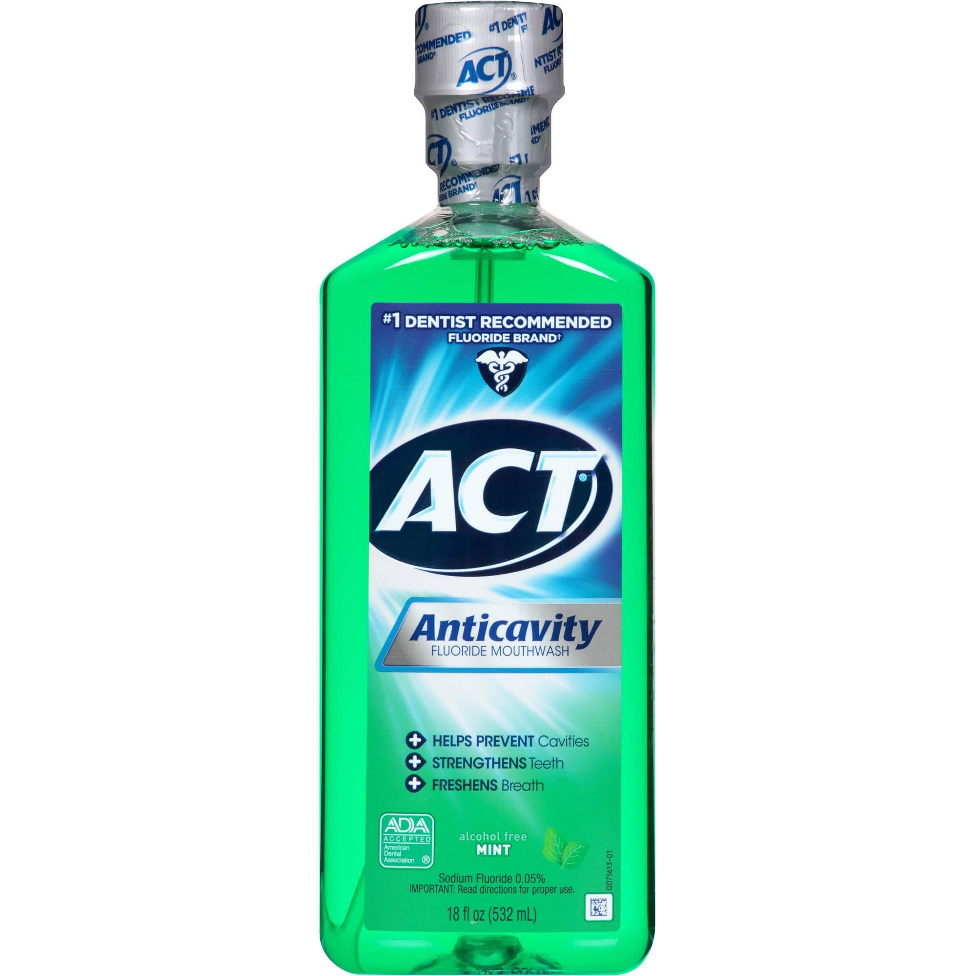 Act Anticavity Fluoride Mouthwash, Bottle, 18 oz.