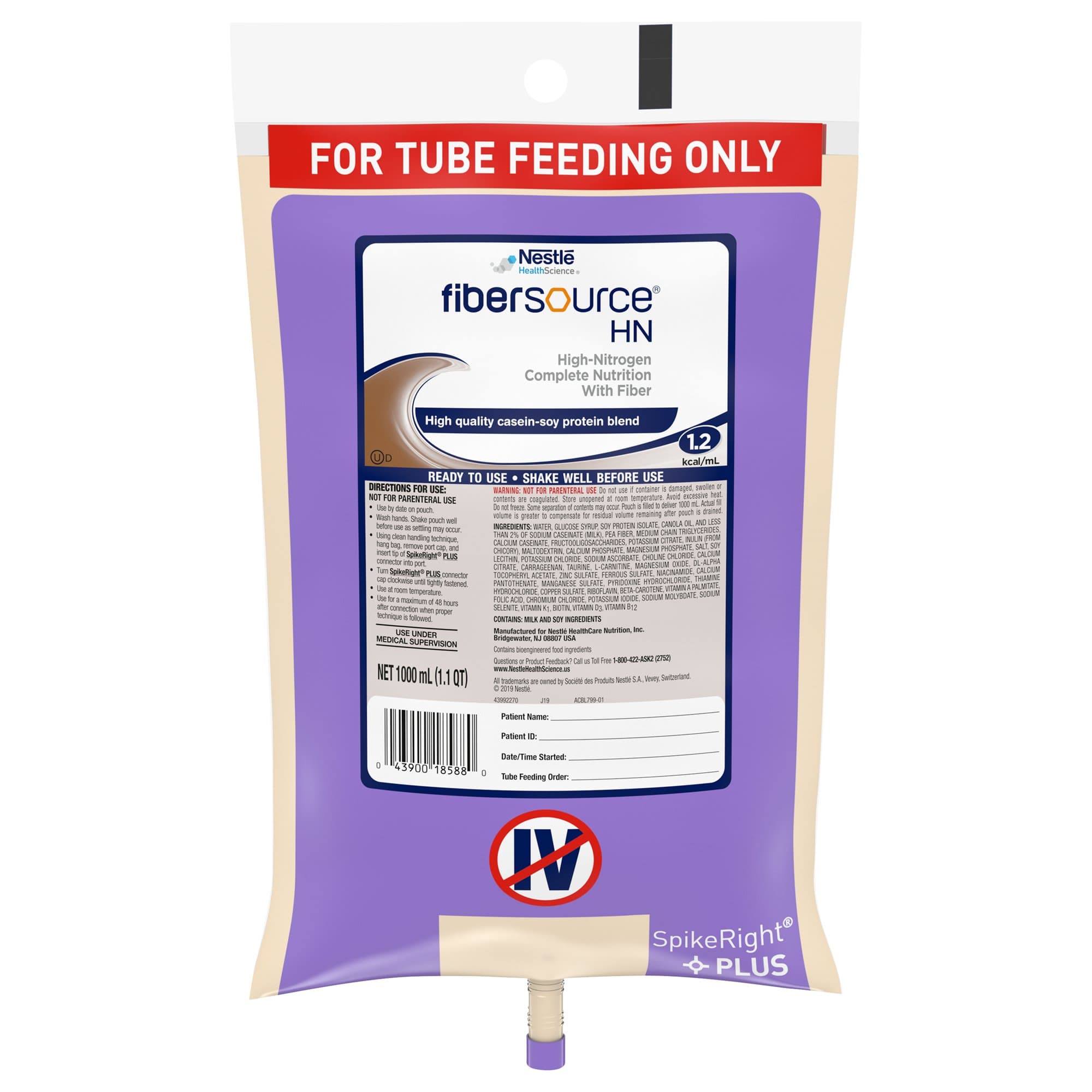 Fibersource HN High-Nitrogen Complete Nutrition with Fiber Tube Feeding Formula
