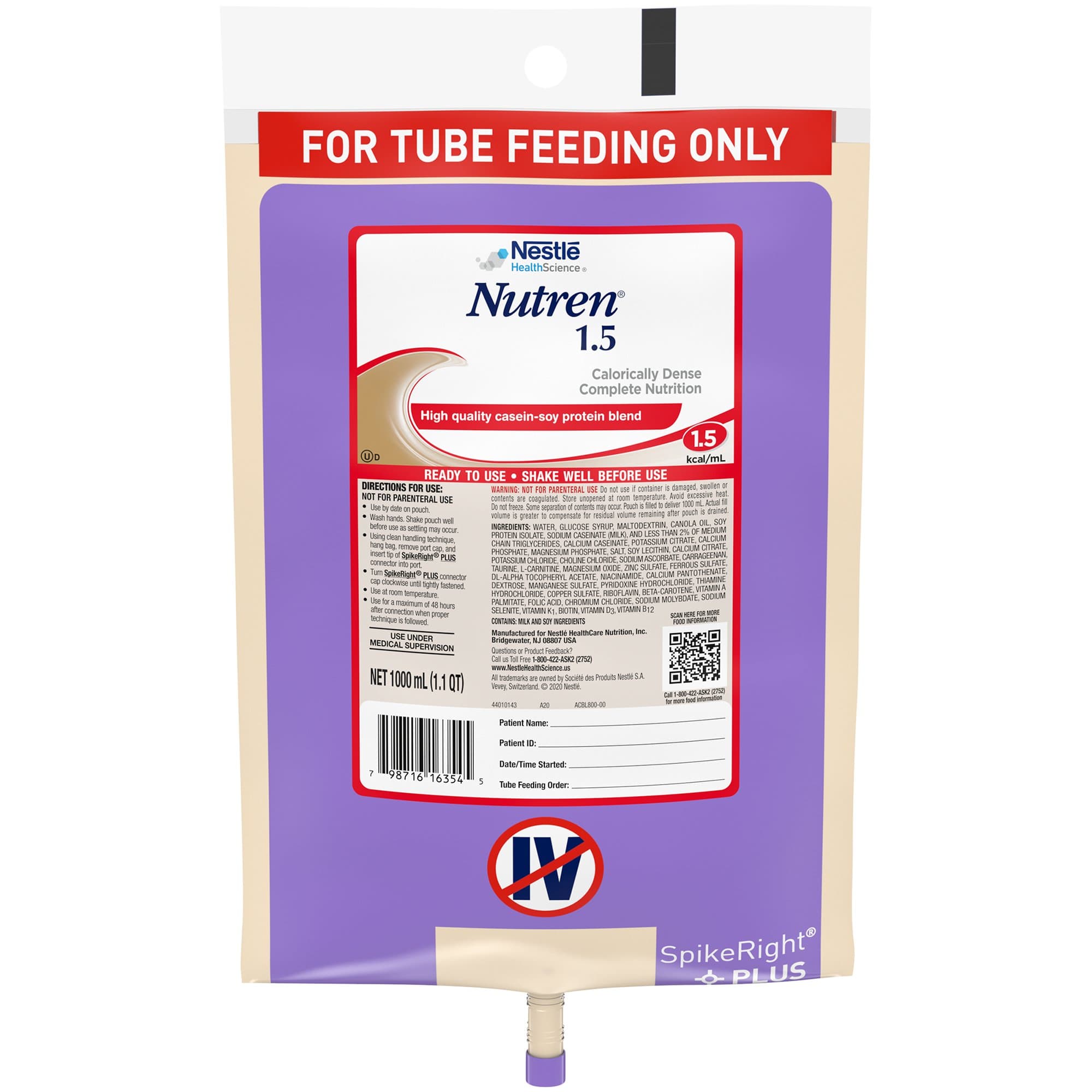 Nutren 1.5 Calorically Dense Complete Nutrition Tube Feeding Formula, 33.8 oz.