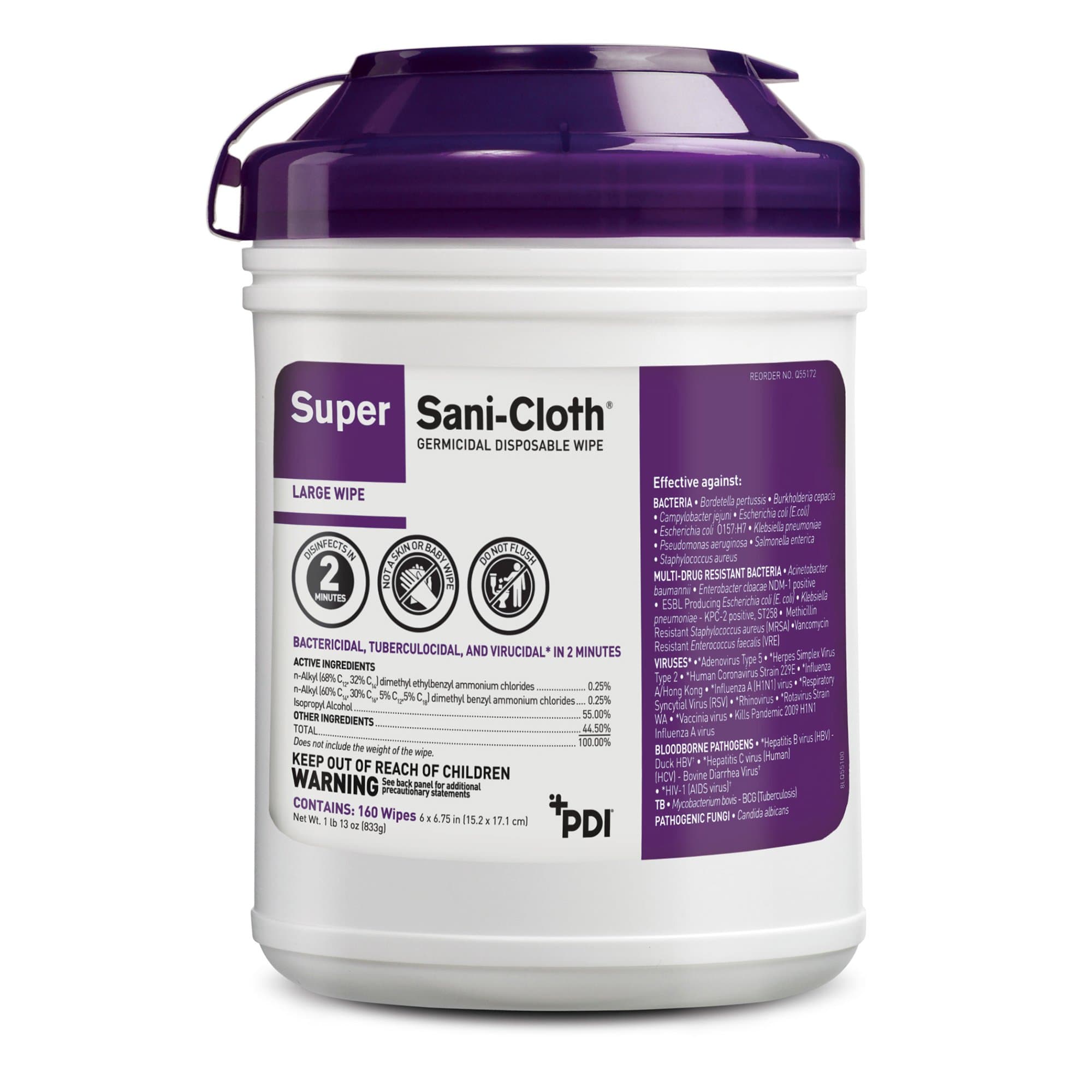 Super Sani-Cloth Germicidal Disposable Wipe, Alcohol Scent, NonSterile