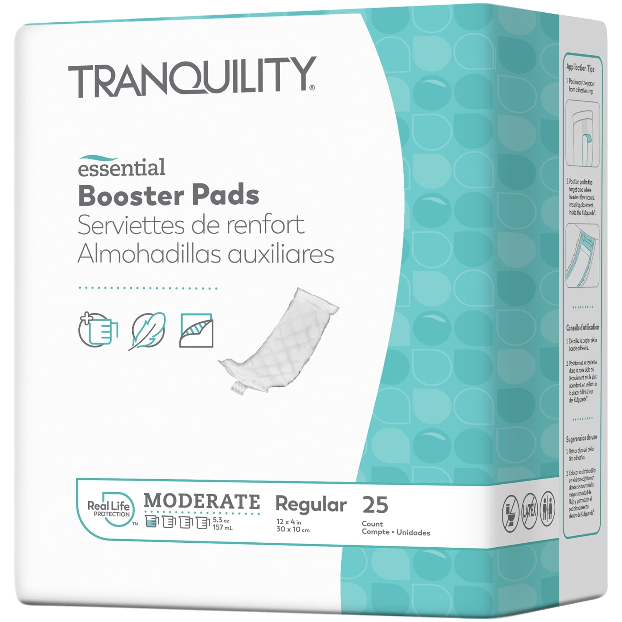 Tranquility Essential Disposable Booster Pads with Adhesive Strip, Moderate Absorbency